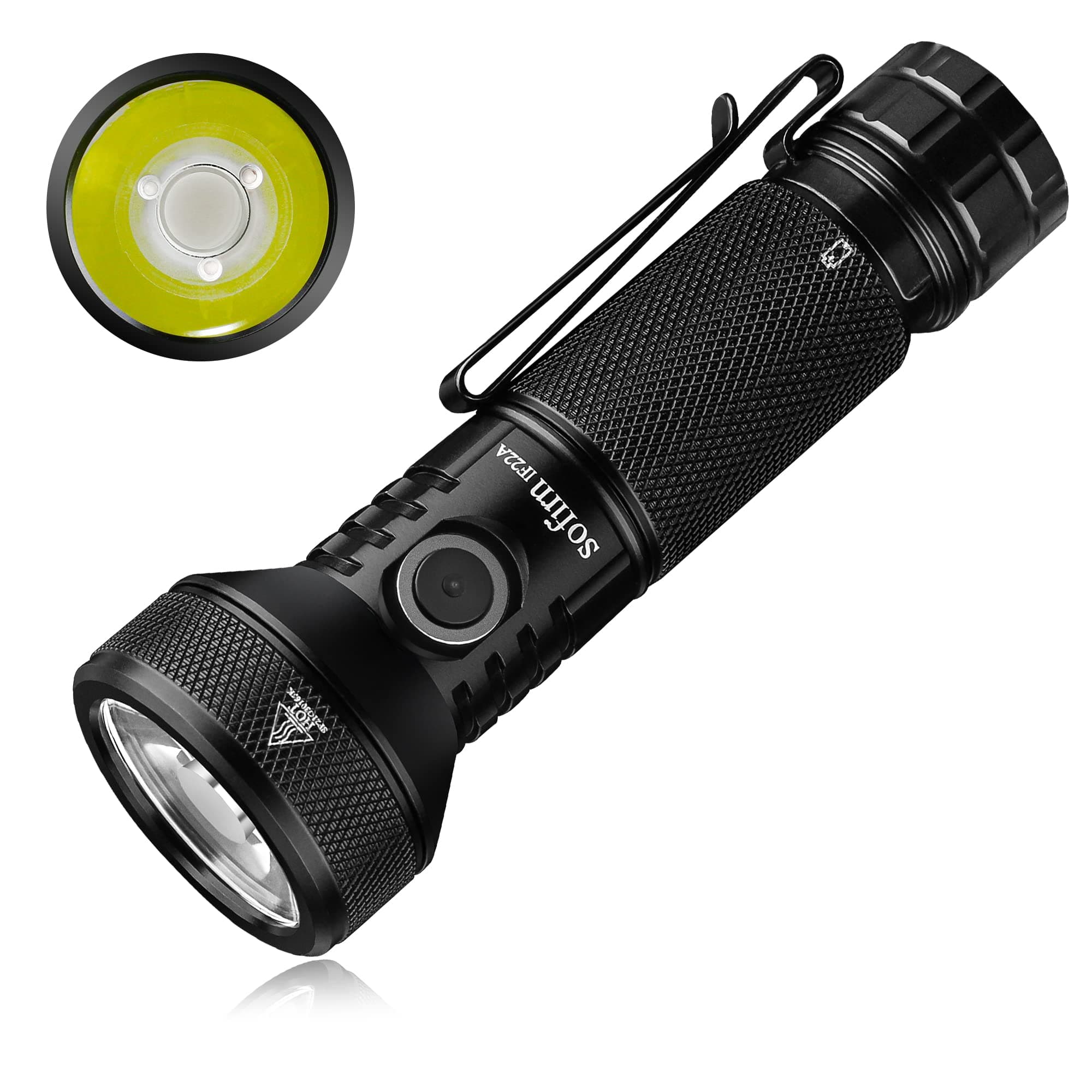 Sofirn Rechargeable Flashlight IF22A 2100 High Lumen 690m Max Powerful Throw Flashlight SFT-40 LED TIR Lens Discharge Output for Hiking (Black)