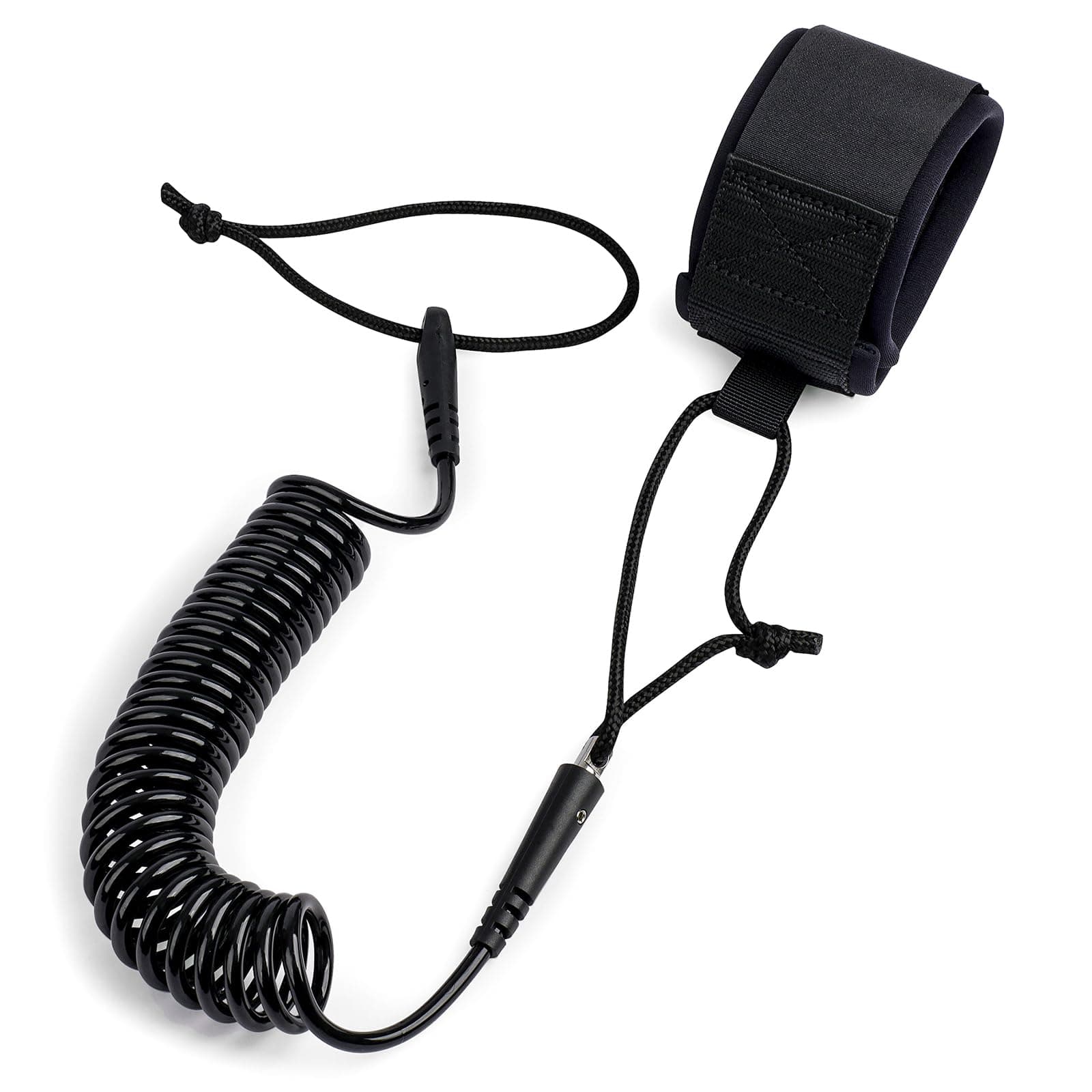 Abahub Coil SUP Leash, 3m Lightly Coiled Paddle Board Leash, 5mm Thick Leg Strap for Longboard Surfboards, Stand Paddleboards, iSUP Replacement Leg Rope, Black