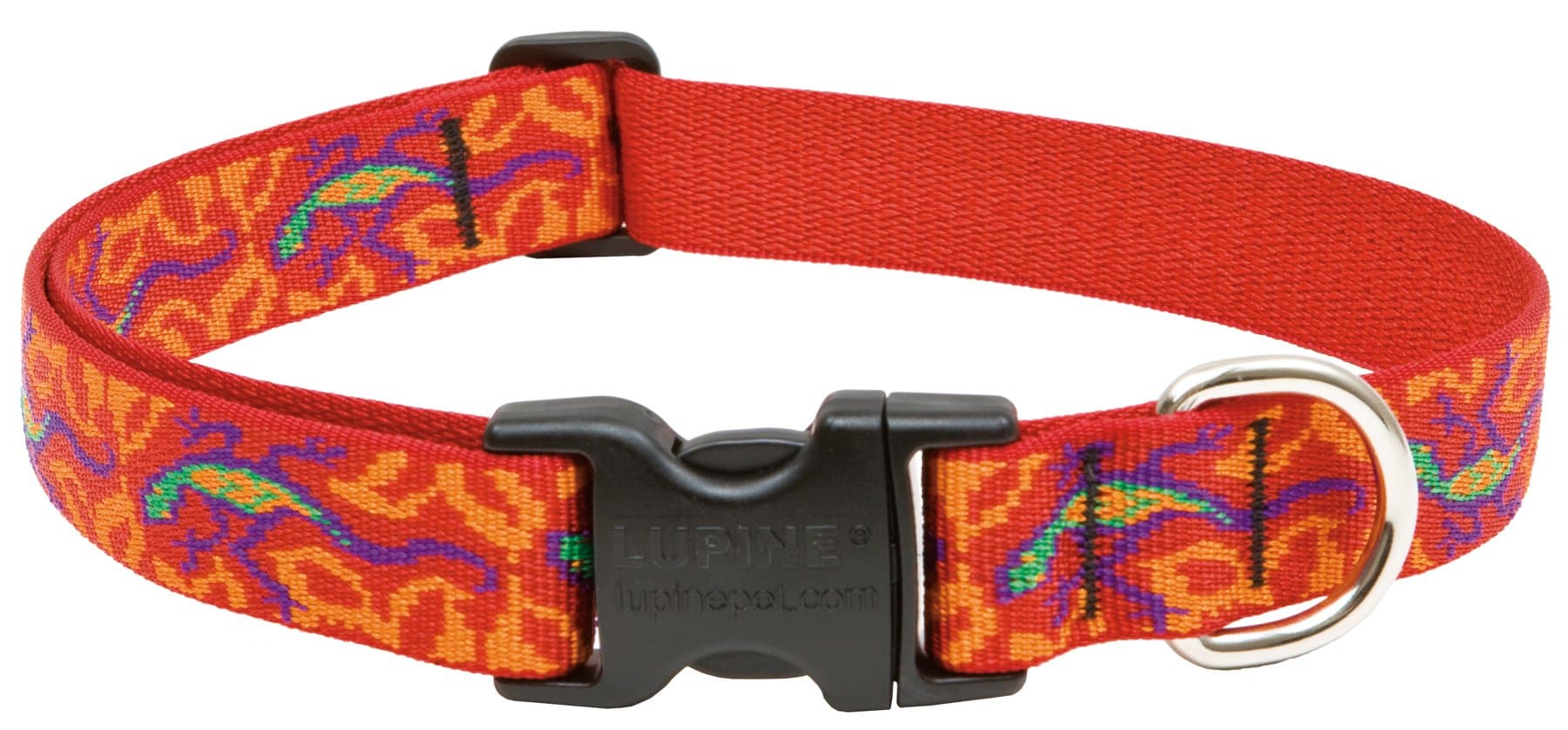 Lupine Go Go Gecko Patterned Adjustable Dog Collar for Medium/ Large Dogs 1-inch/ 12 - 20-inchGo Go Patterned