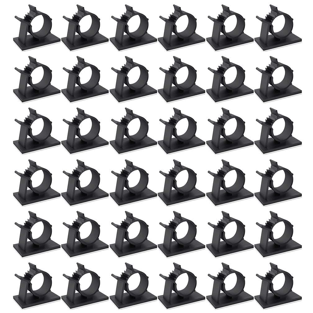 Viaky 40 PCS Black Cable Clips Adjustable Wire Clamps Cable Wire Management Self-Adhesive Cord Holders for Office, Home, Workshop, Computer Room