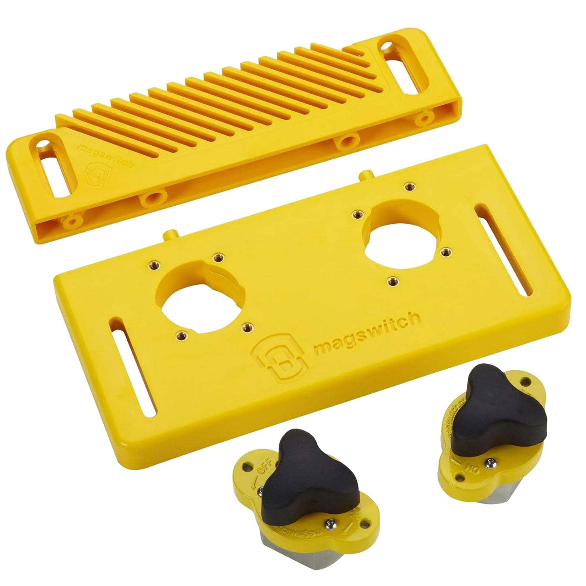 Woodworking Tools Starter Kit and Accessories, with Featherboard, Mounting Push Block, and Welding Magnetic Base Clamp Holder for Table Saw Jig, Router Table, Jointer and Band Saw, Yellow