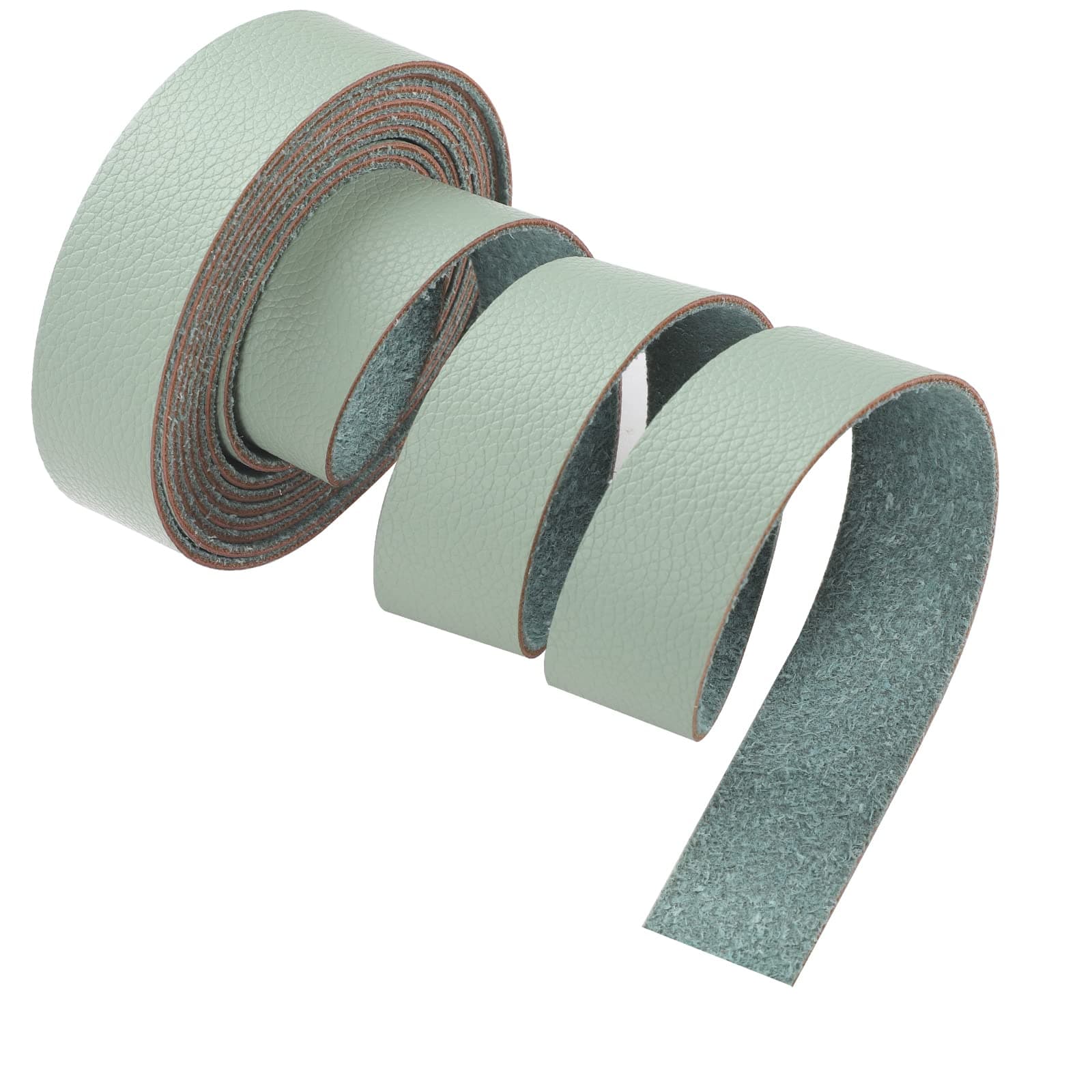 CDYCDY Lychee Pattern Leather Strap 90 Inches Long 1 Inch Wide, Leather Strips Very Suitable for DIY Craft Projects, Pet Collars, Traction Ropes,Belts, Keychains, Leather Watch Straps (Matcha Green)