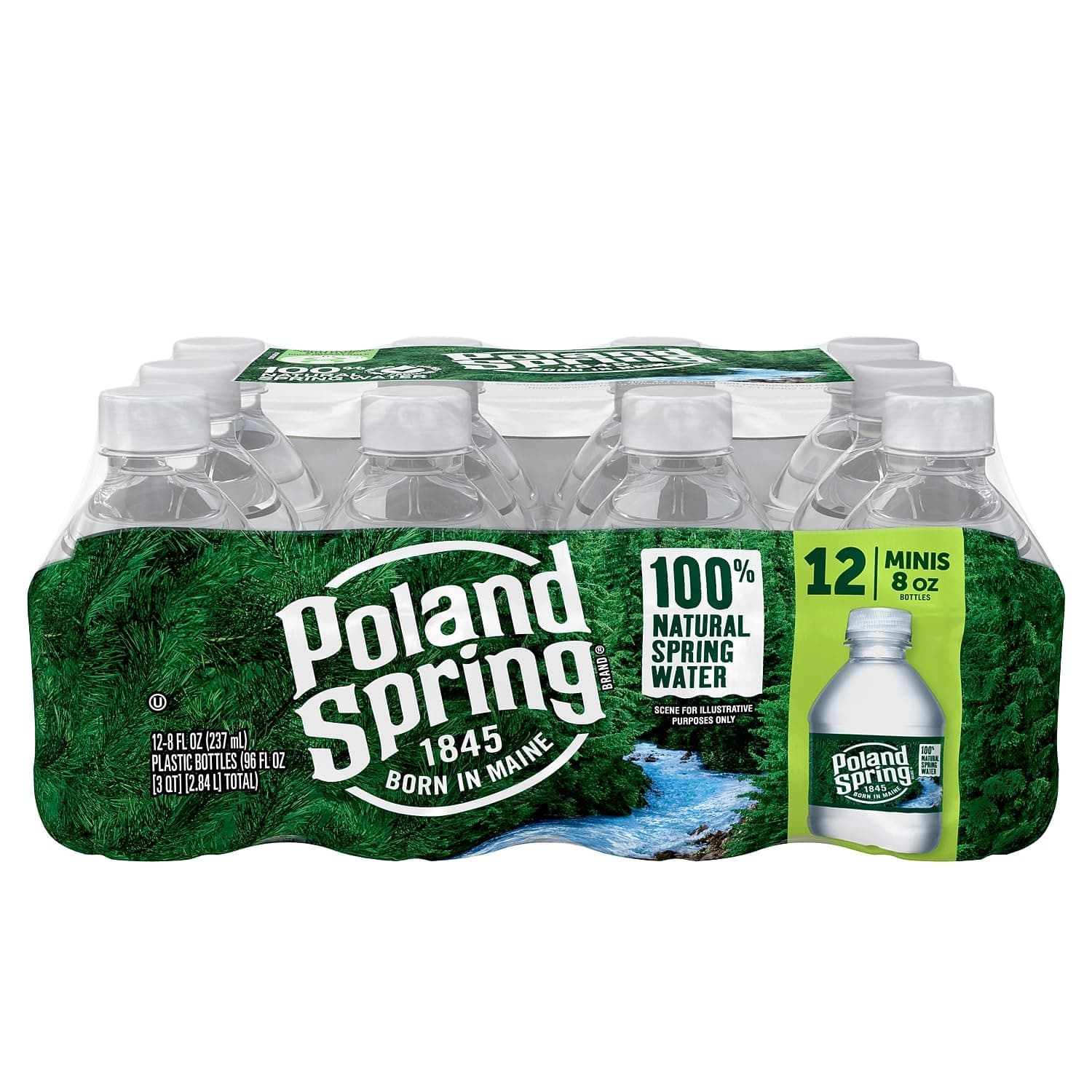 Poland Spring Half Pint Natural Spring Water, 8 Fl Oz (Pack of 48)