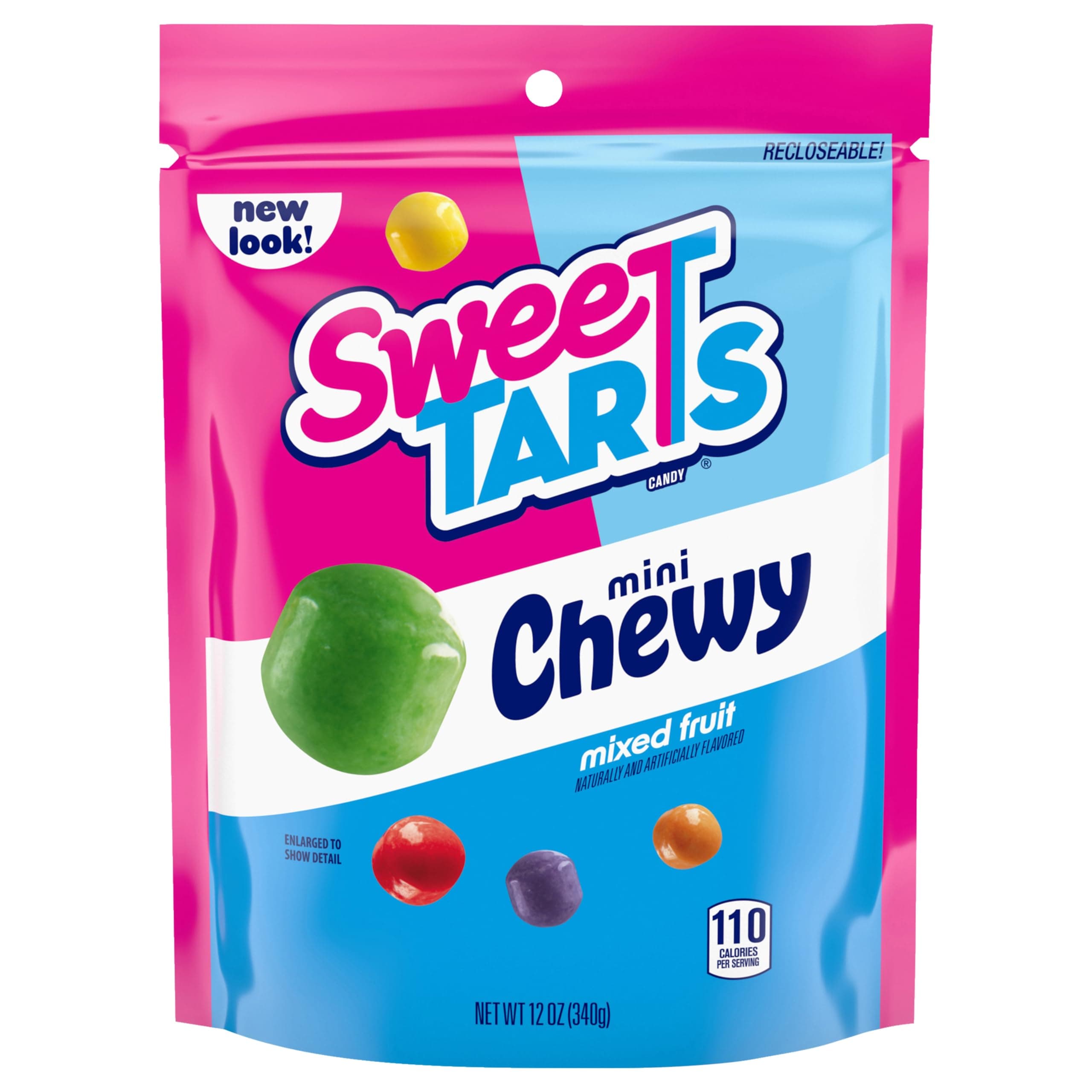 Mini Chewy Candy, Mixed Fruit Flavors (Cherry, Grape, Lemon, Apple & Orange), Sweet & Tart Chewy Candy, 12 oz Bag
