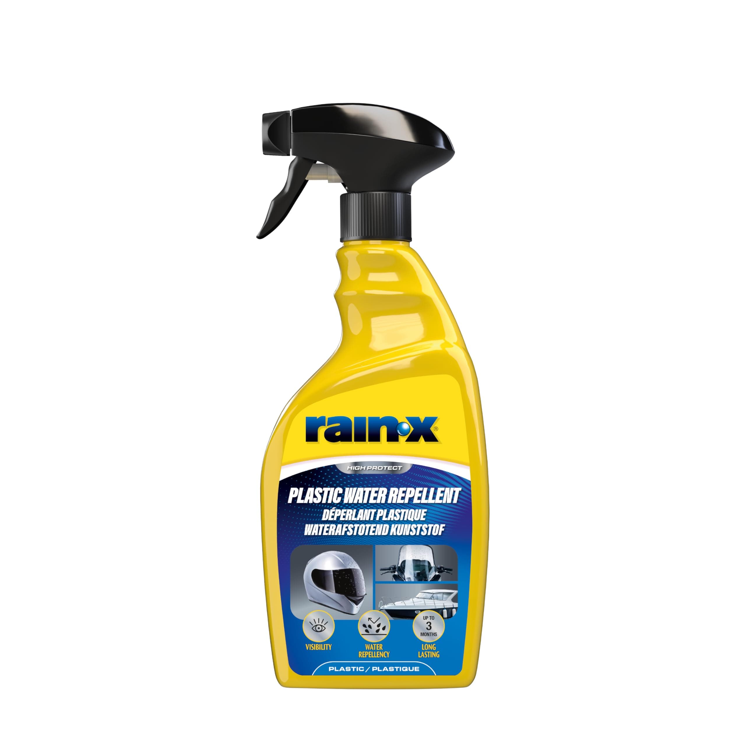 Rain-X Plastic Water Repellent - Advanced Hydrophobic Coating for Clear Visibility on Plastic Surfaces - Ideal for Motorcycle Helmet Visors, Boat Windshields & Goggles - 500ml