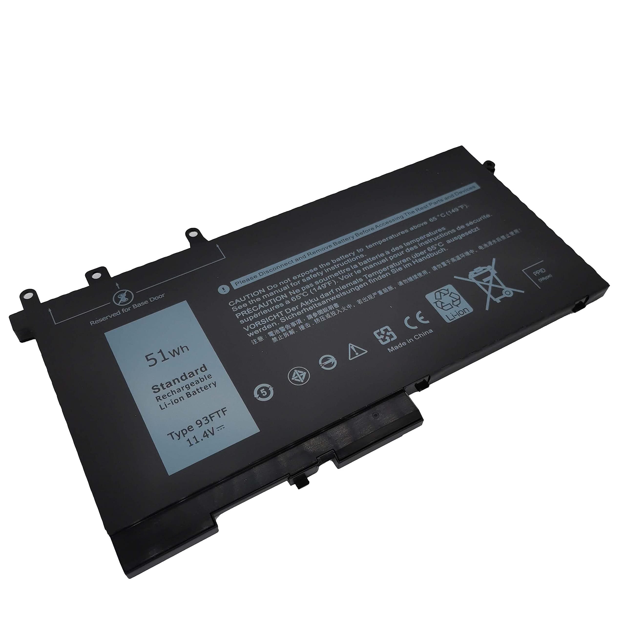 Fully 93FTF Replacement Laptop Battery Compatible with Dell Latitude E5280 E5480 E5580 E5490 E5590 D4CMT 083XPC 83XPC 4YFVG - 11.4V 51Wh