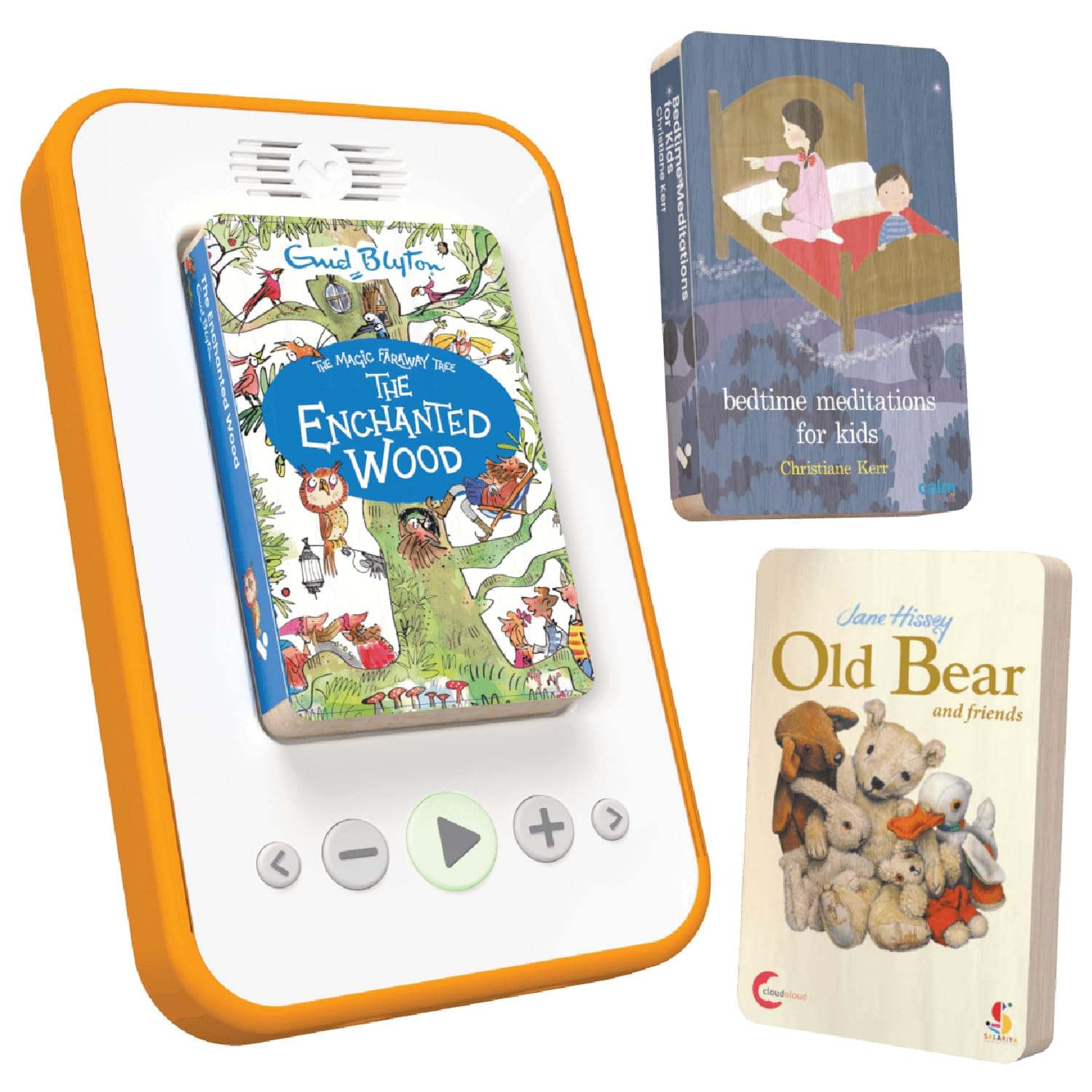Voxblock Bedtime Stories starter pack with orange bumper-includes Old Bear and Friends, Bedtime Meditations For Kids, The Enchanted Wood audiobooks
