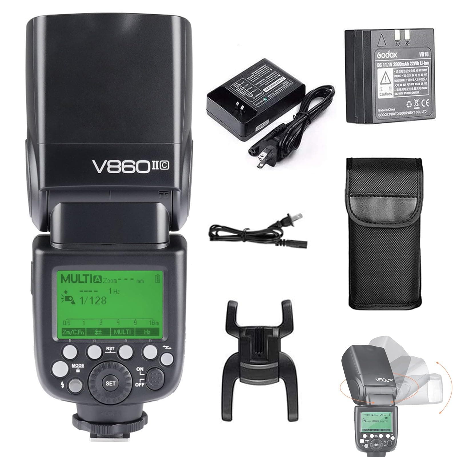 V860II-C Kit E-TTL High-Speed Sync 1/8000s 2.4G GN60 Li-ion Battery 1.5s Recycle Time Camera Flash Speedlite Light for Canon EOS Cameras (V860II-C)