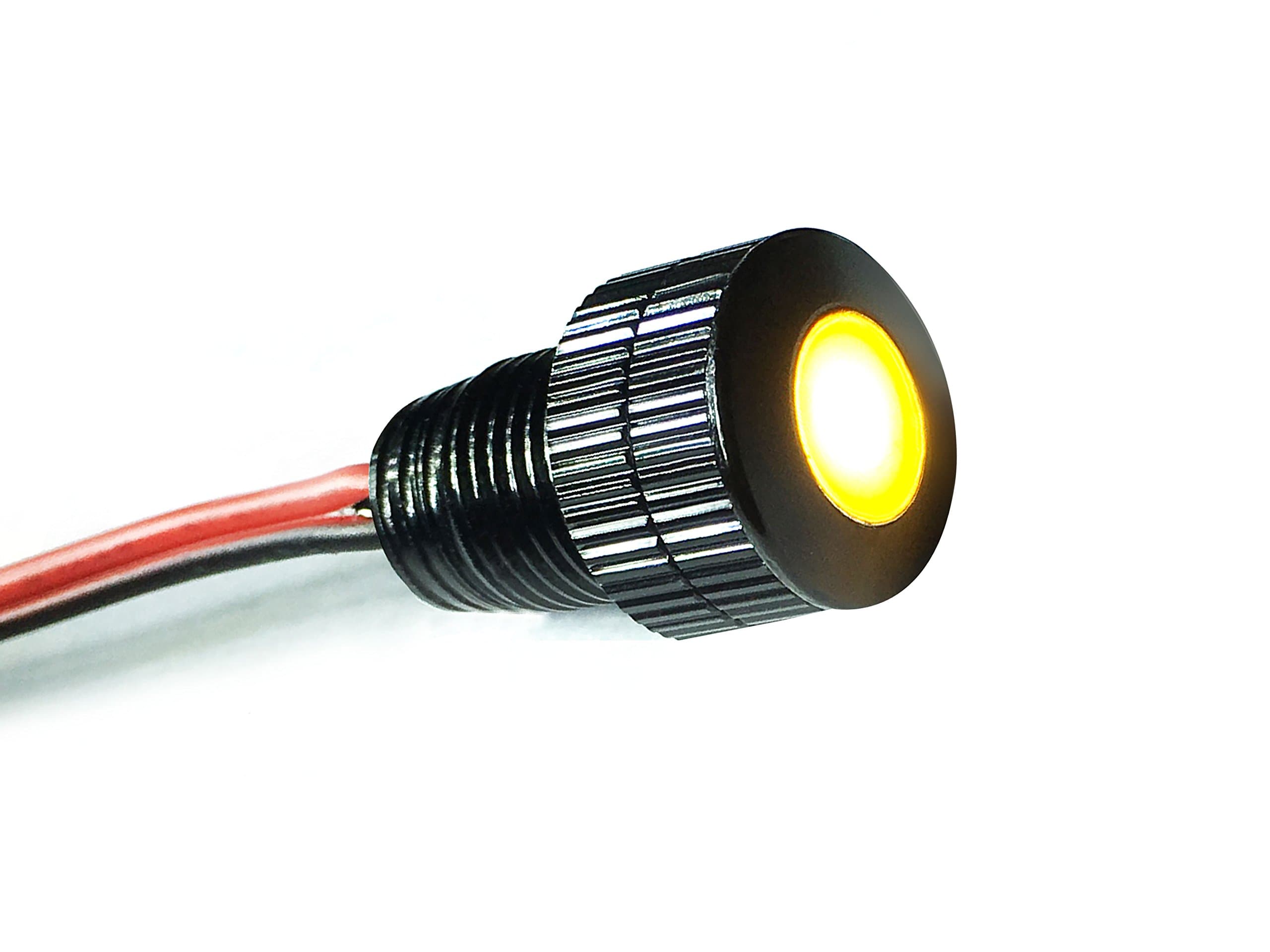 BRIGHTEST Light Bolt - Flush Mount 12V LED Light for Bumper, Grille, Cars Interior, Dash, Ambient Lighting, Motorcycle w/SLEEK Aluminum Housing & Screw Nut (11 mm Black, Warm White LED)