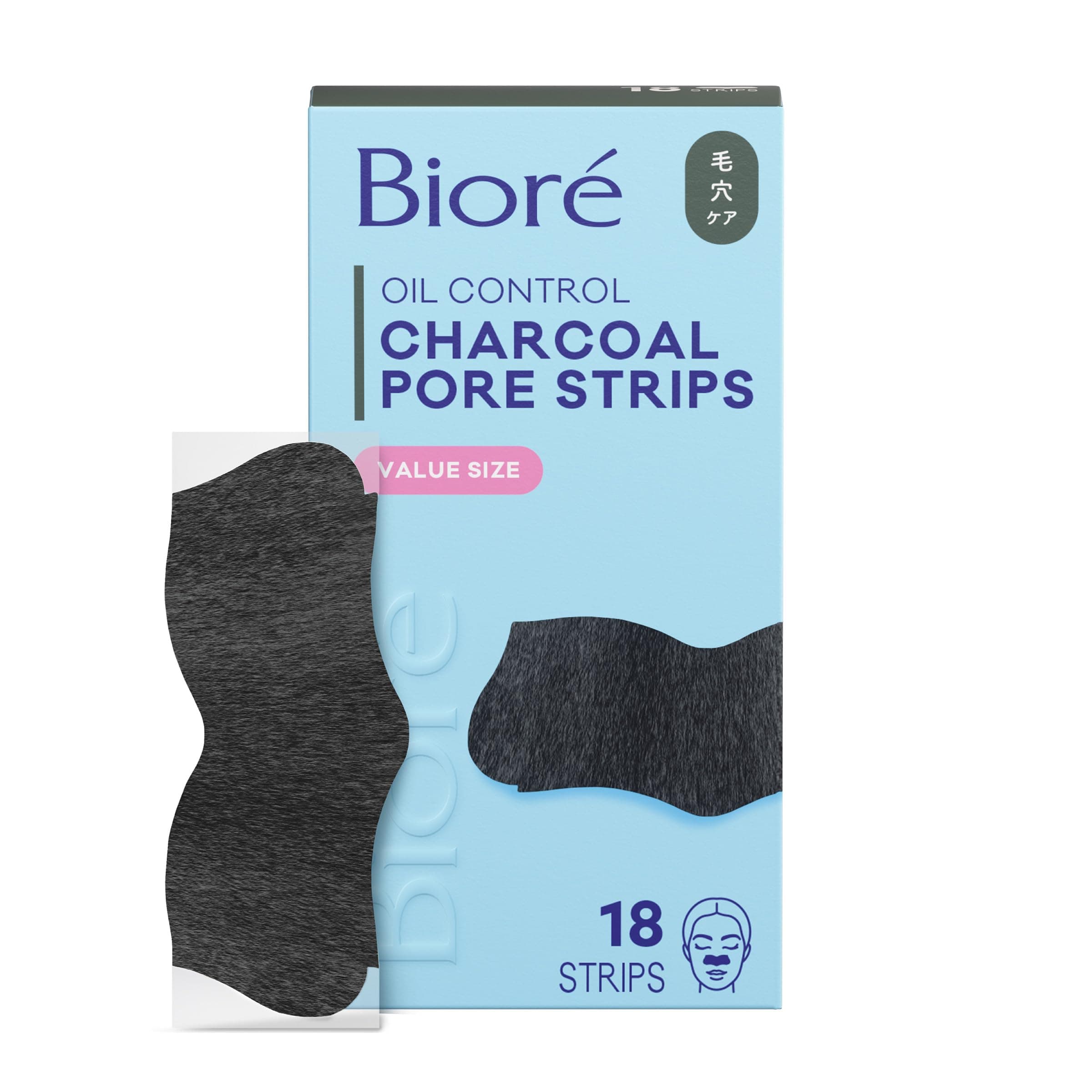 Biore Deep Cleansing Pore Charcoal Strips, 18 Count