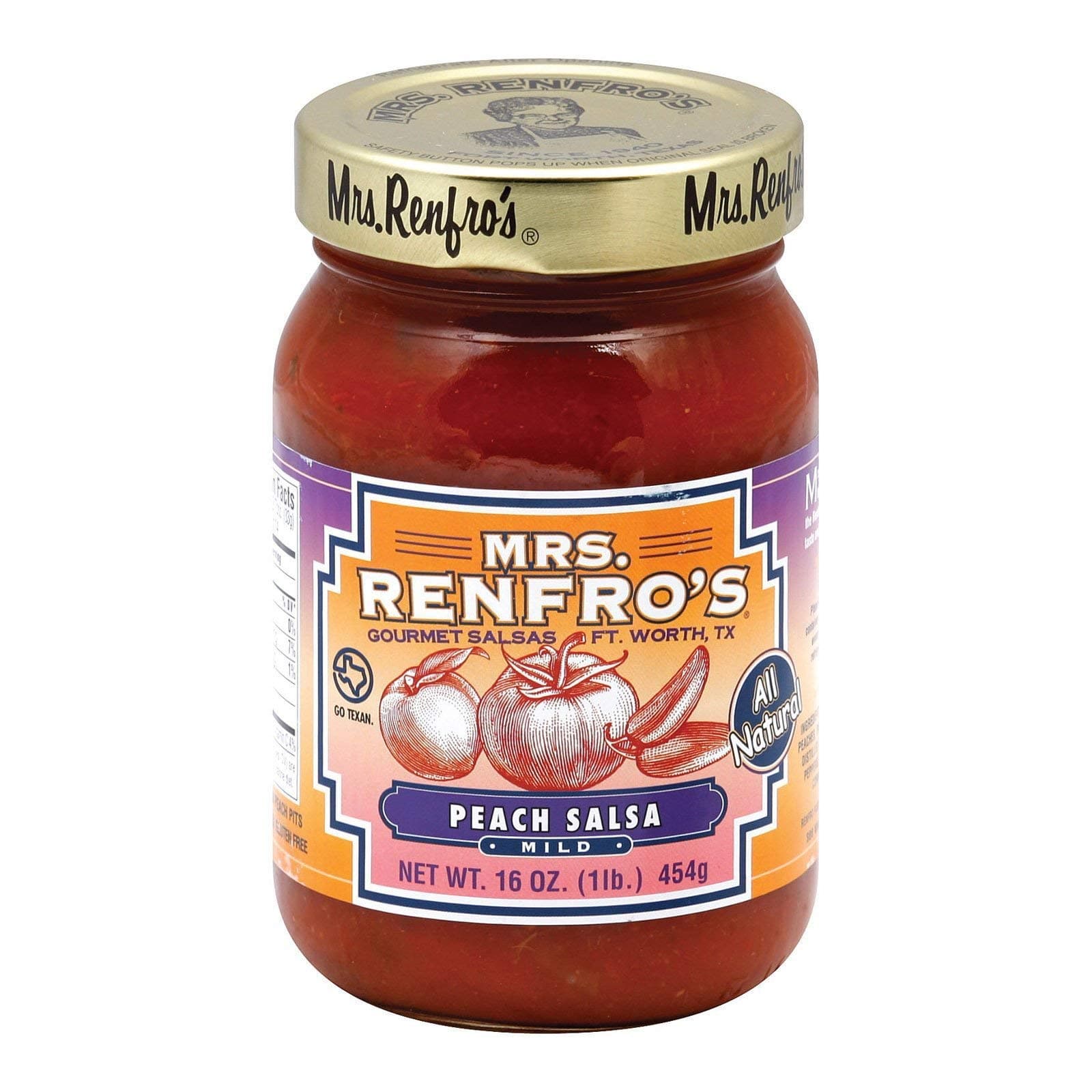 Mrs Renfro Salsa Peach, 16 oz