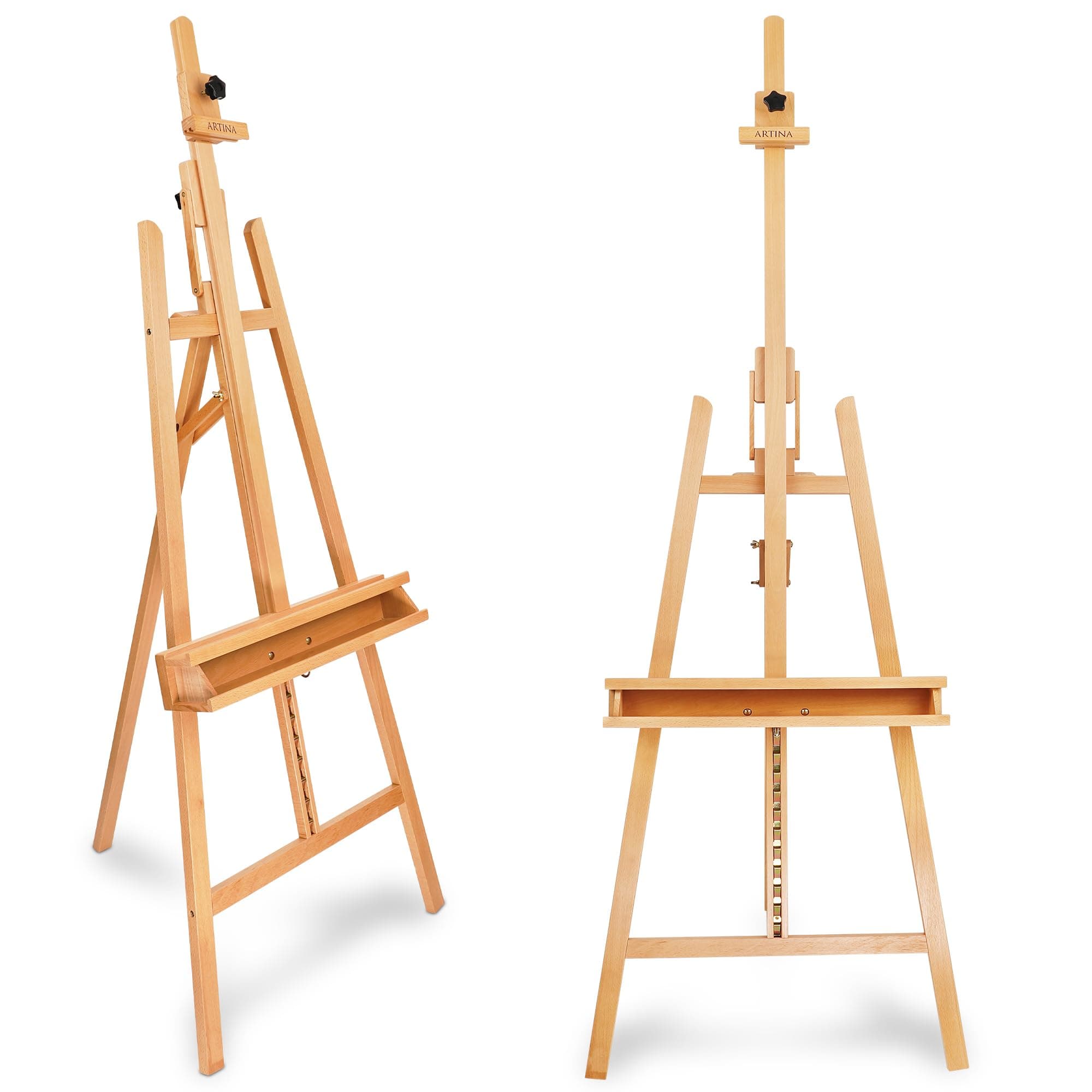 Artina Wooden Painting Easel Barcelona – Fold Up & Portable Lyre Style Paint Easel for Adults - A-Frame Easel Stand for Wedding Sign Floor Easel & Art Stand for Canvases up to 48”