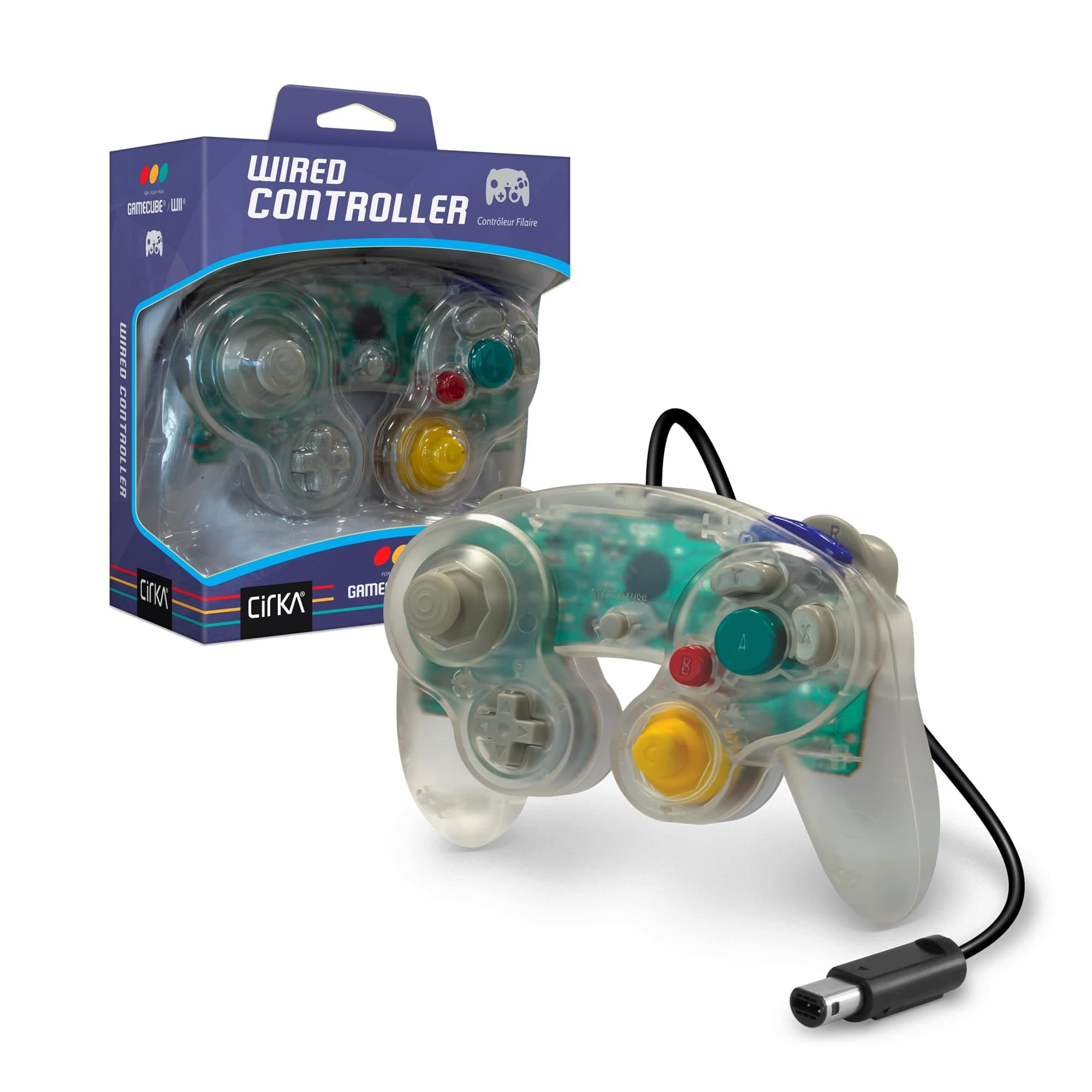 CirKa Wired Controller for Nintendo GameCube & Wii – Dual Analog Joysticks, Vibration Feedback, Pressure-Sensitive Buttons – Clear