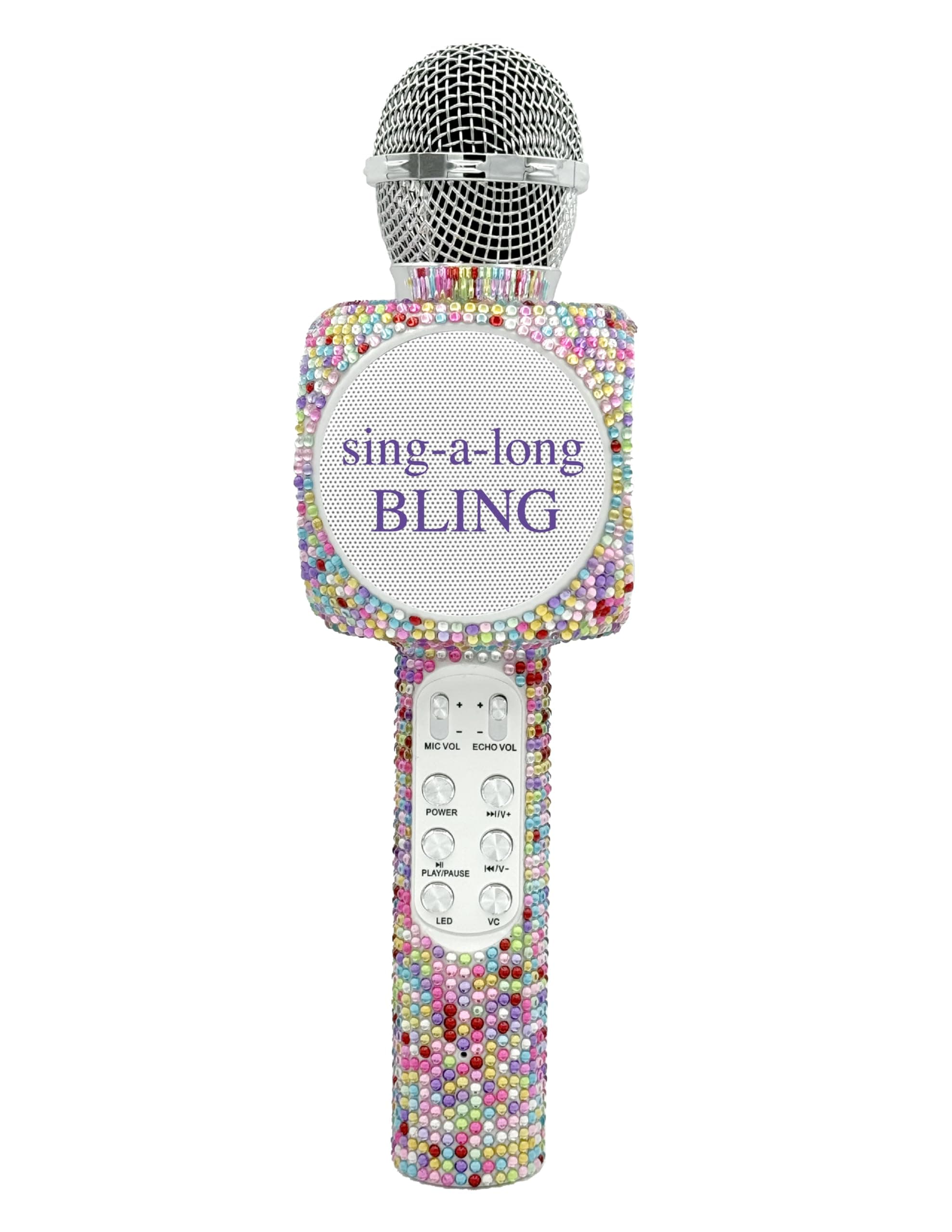 Sing-Along Bling Bluetooth Karaoke Microphone and Bluetooth Stereo Speaker All-in-One (Confetti Bling)