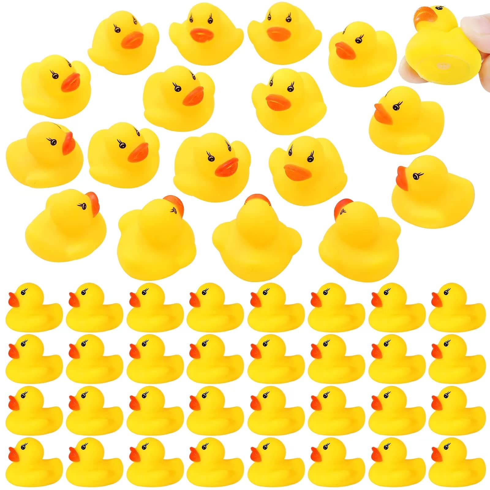 GADIEDIE Rubber Duck 50 Pack Mini Rubber Ducky Float Ducks Baby Bath Toy, Great for Jeep Ducking, Shower, Birthday Party, Carnival Game Gift(1.6"x 1.5" x 1.2")