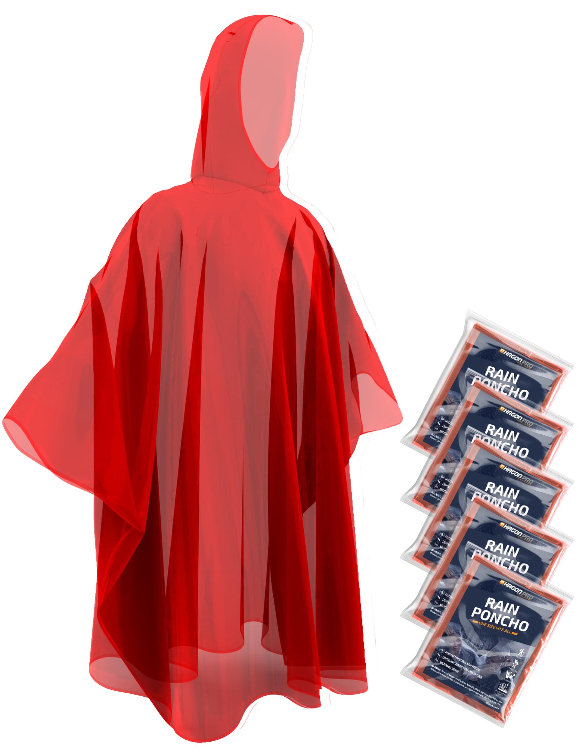 Disposable Rain Ponchos for Adults (5 Pack)