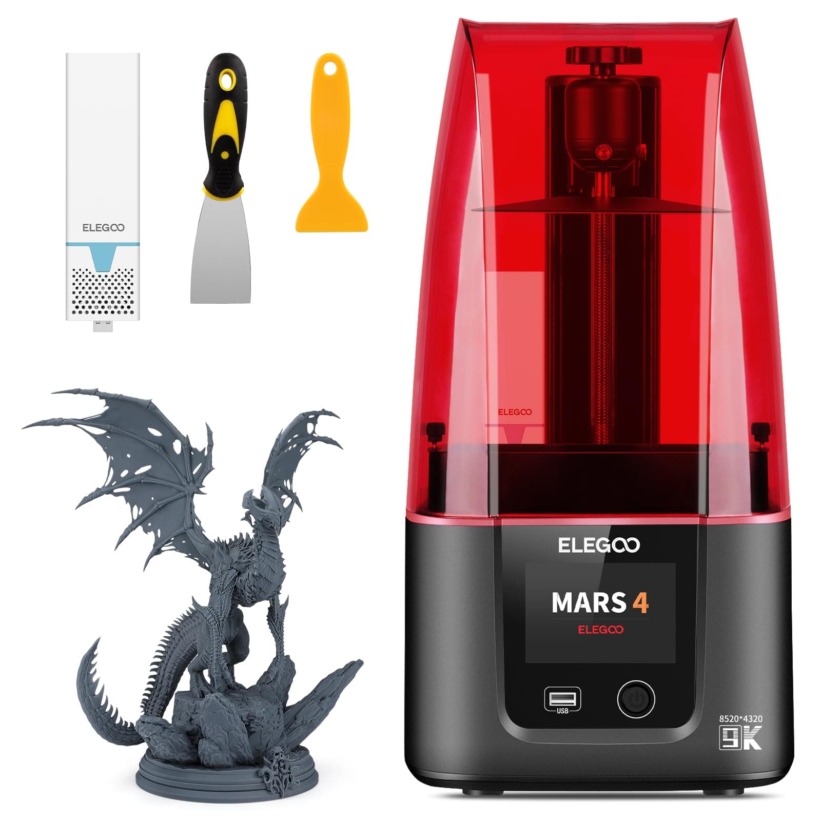 Mars 4 Resin 3D Printer with 7" 9K Monochrome LCD Display COB UV Light Source and Screen Protector Pringting Size 153mm*77.76mm6*175mm