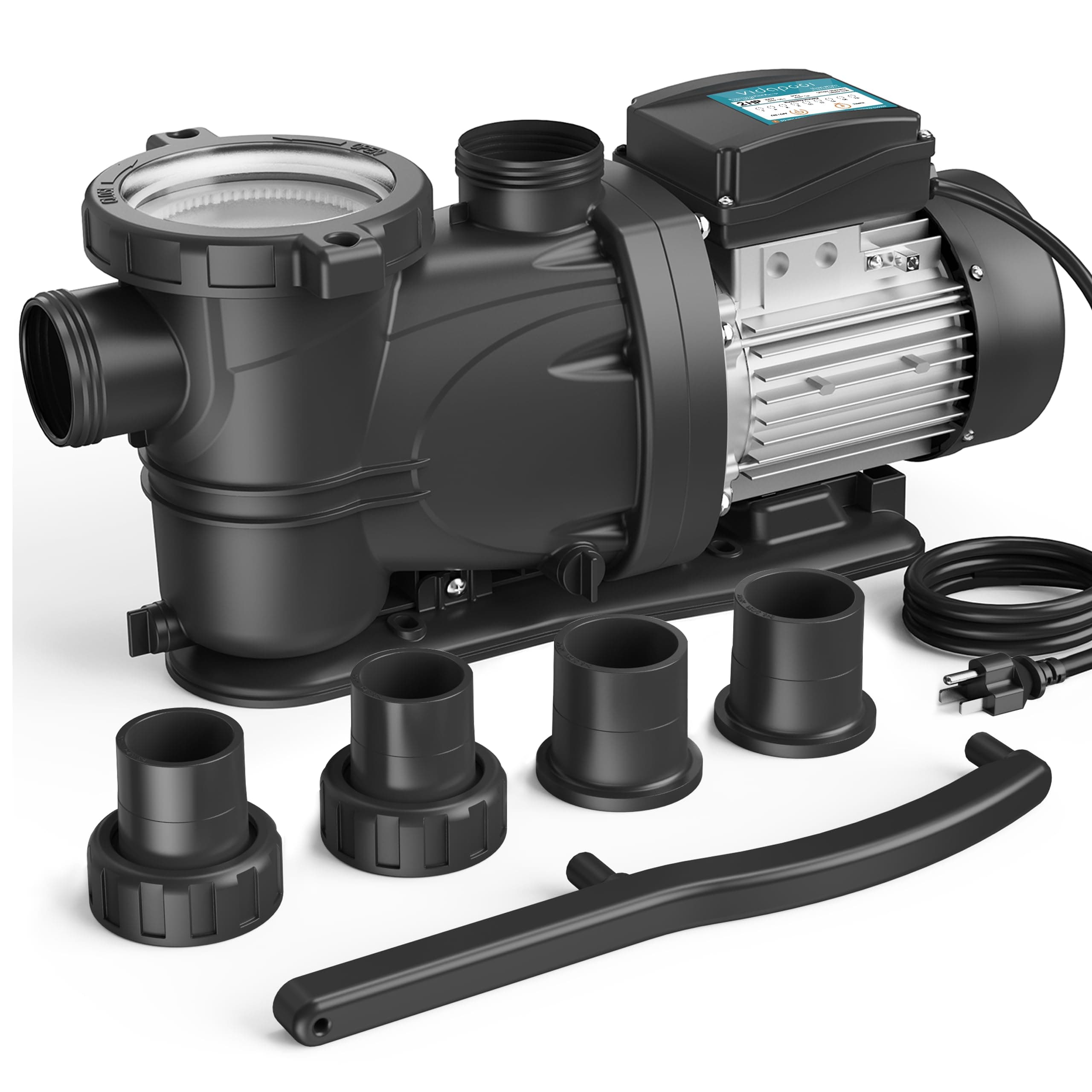 In/Above Ground Pool Pump, Self Primming High Flow (with Timer, 2HP, 8120 GPH, 115V)