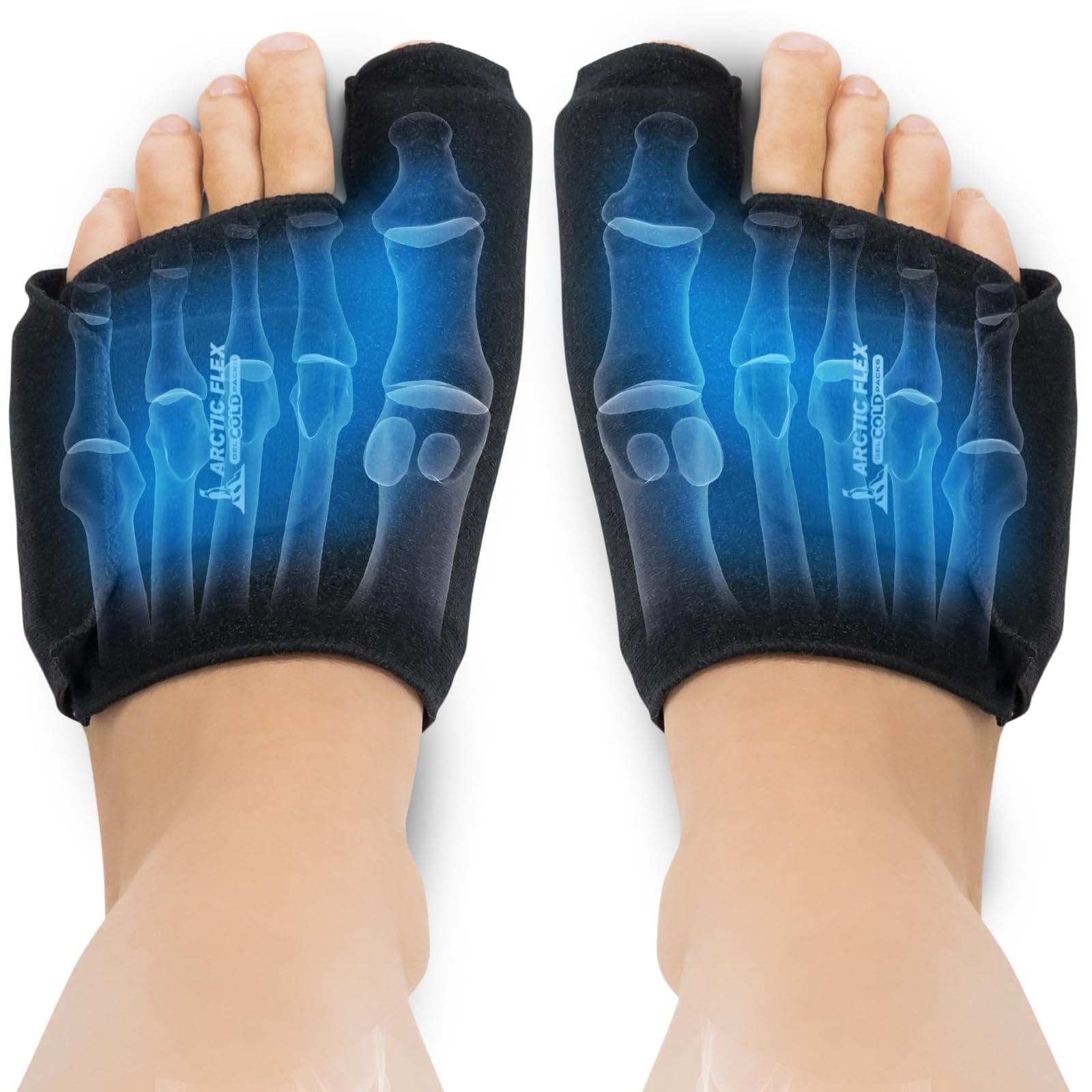 Foot Ice Pack (Pair) Toe Wrap for Bunion, Plantar Fasciitis, Hallux Valgus, Gout, Swelling & Injuries - Cold & Heat Gel Therapy for Joint Pain Relief & Feet Recovery - Reusable Compression