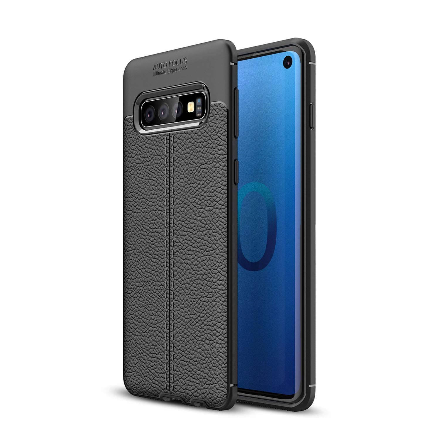 Auto Focus Ultimate Experience Case for Samsung Galaxy S10/S10 Plus/S10 E Shockproof Litchi Leather Pattern Soft TPU Case Cover (S10)