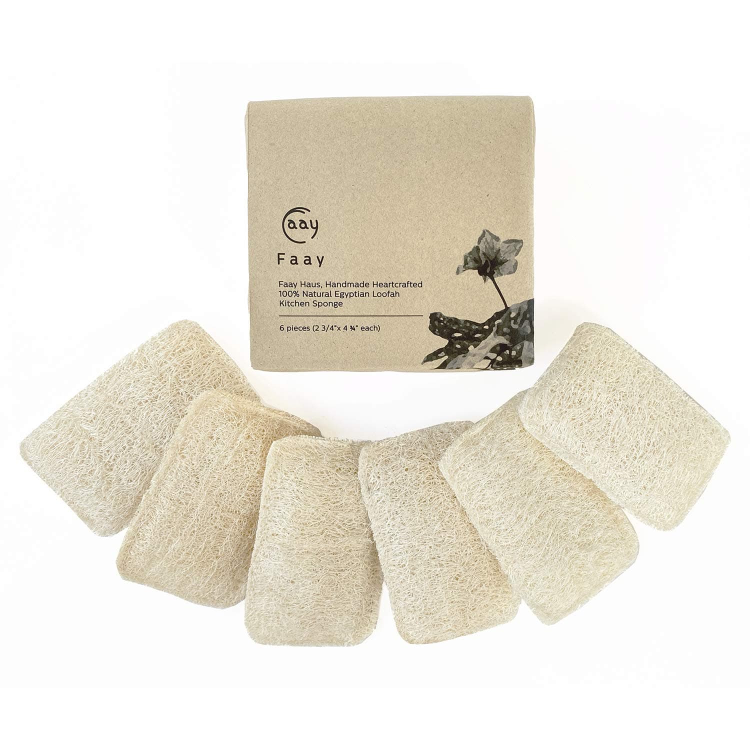 Eco Friendly Sponges for Dishes, Multi-Purpose Non-Scratch Loofah Scrubber for Cookware, Kitchen, Bathtub and Body, Handmade Unbleached Luffa Fiber, Natural, Biodegradable, Compostable & No Smell