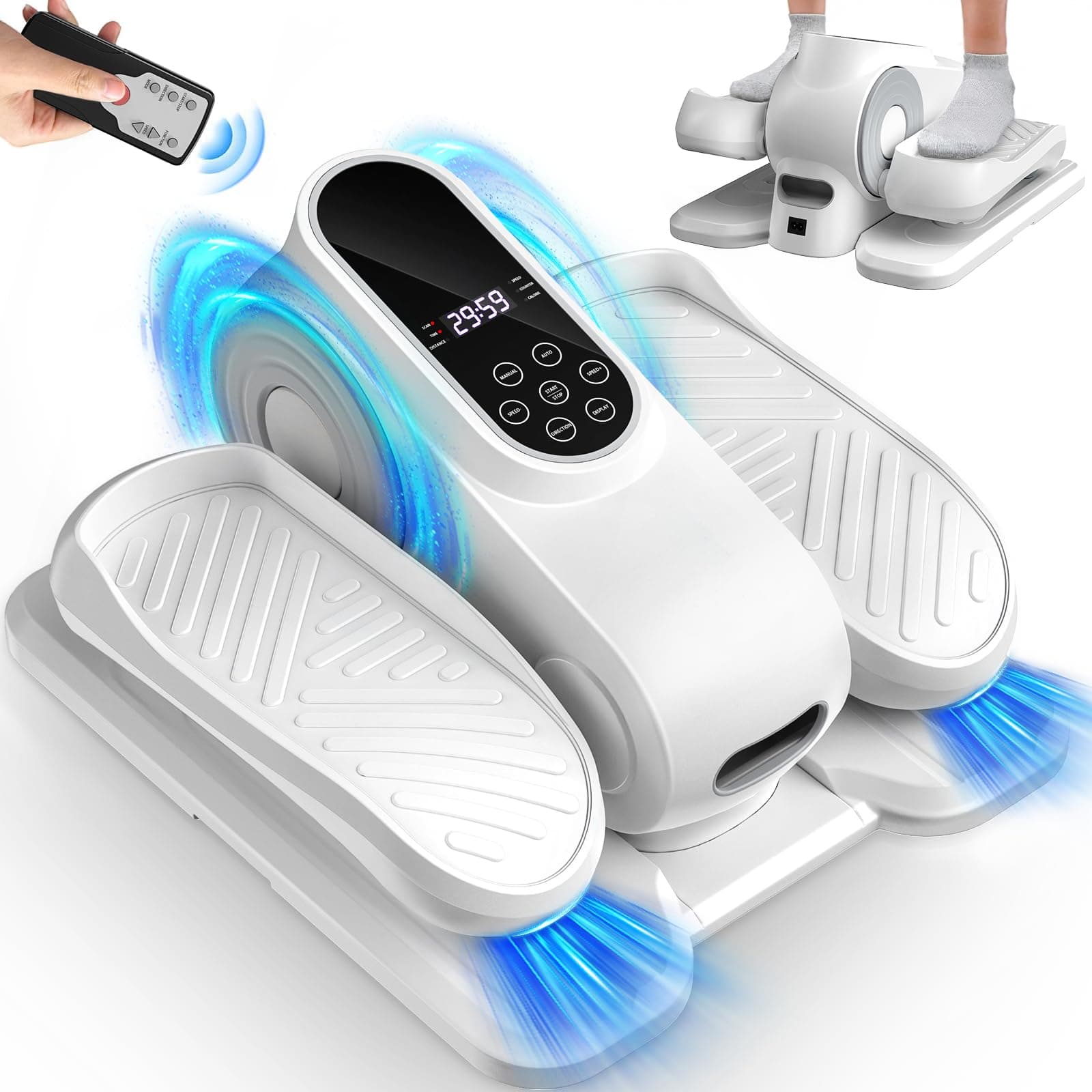 Under Desk Elliptical Exercise Machine, Ellipse Leg Exerciser As Seen On TV with 12 Speed, Electric Foot Leg Exerciser While Sitting for Seniors, Portable Seated Pedal Exerciser with Remote/LCD