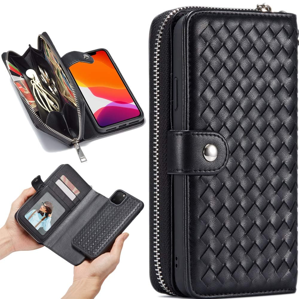 iPhone 11 Case,iPhone 11 Wallet Case,iPhone11 Men/Women's Leather Wallet with Card Holder Phone Case Accessories Organizer Shell Skin Magnetic Detachable Cover