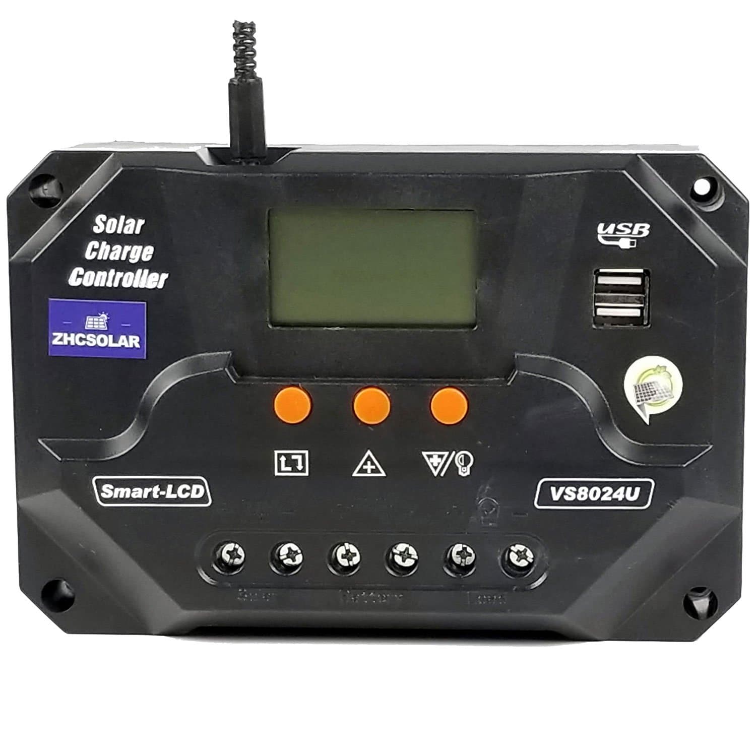 80A Solar Charge Controller PWM 12V 24V 100V PV Input Solar Panel Charging Discharge Regulator with 5V USB Output Multip Circuit Protection Temperature Compensation ZHCSolar