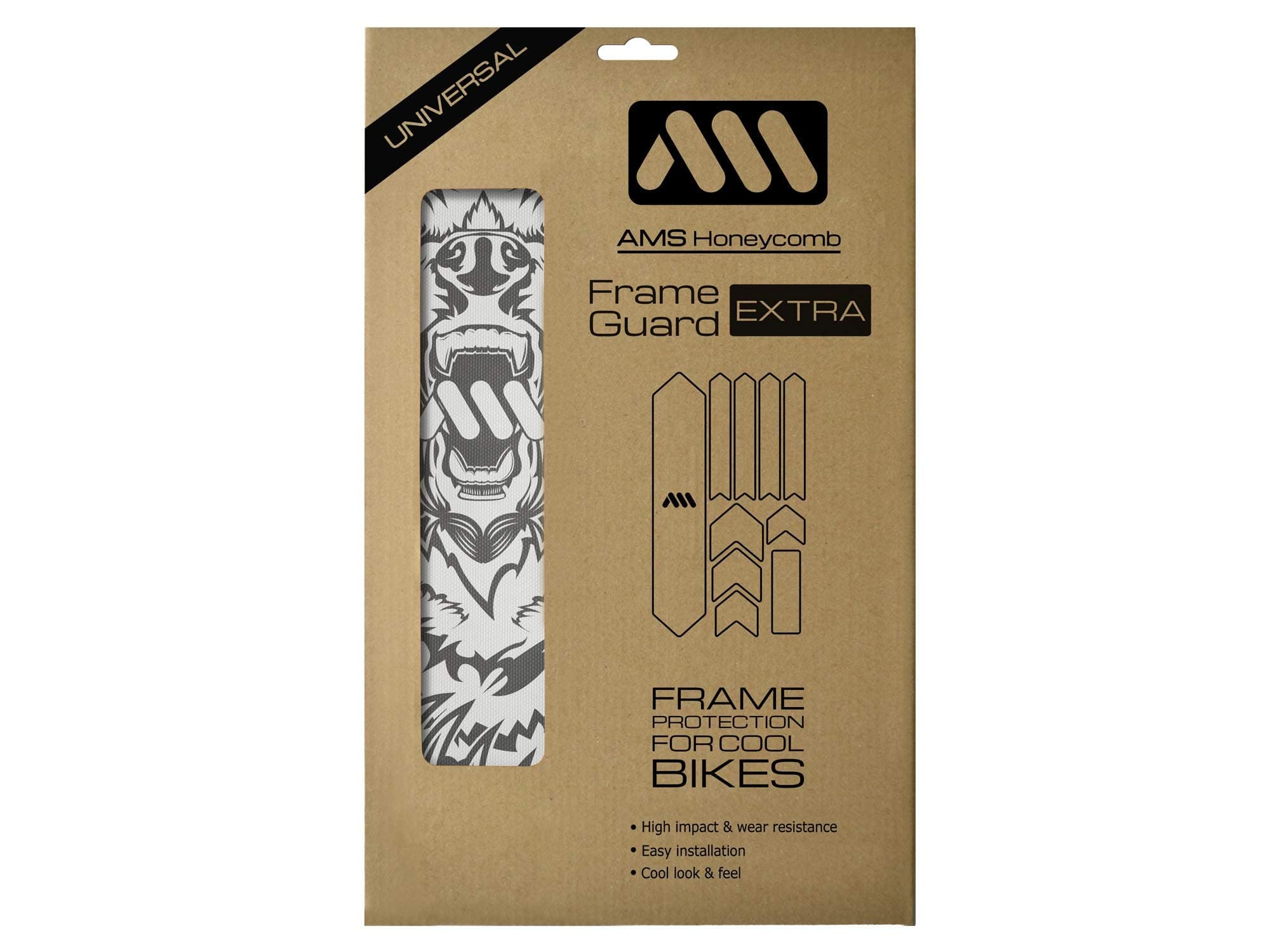 All Mountain Style Bike Frame Protector Extra - Universal Fit, 10-Piece Set for Down Tube, Chainstay, Cable Wear, High-Impact Honeycomb PVC