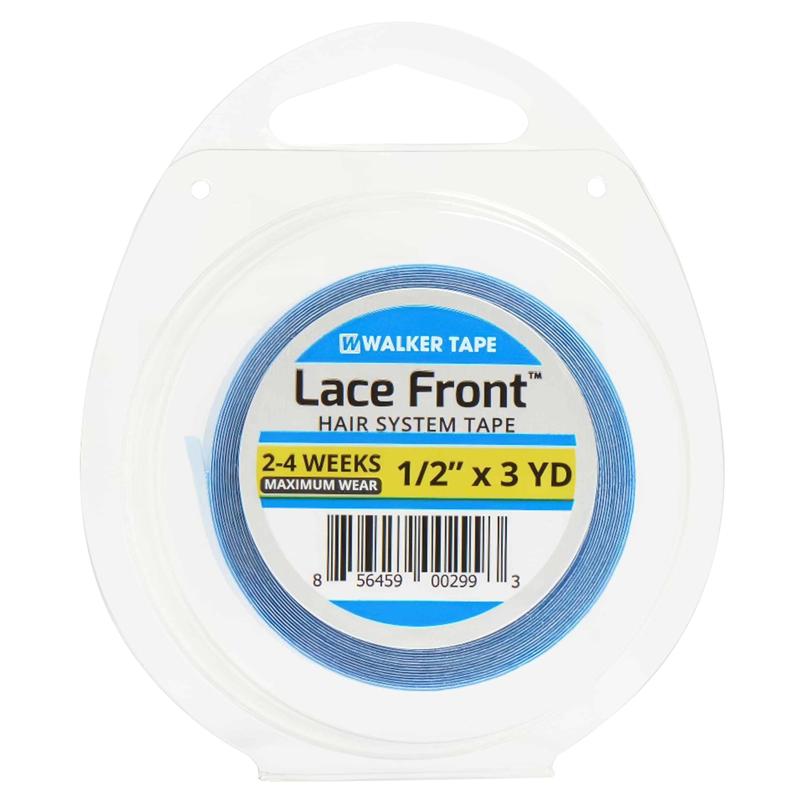 Walker Tape Blue Lace Front Support Tape Roll 1/2" x 3 Yards, Double Sided Wig Tape for Lace Wigs, Toupees, and Tape in Hair Extensions Human Hair, Strong No-Shine Hairpiece Tape