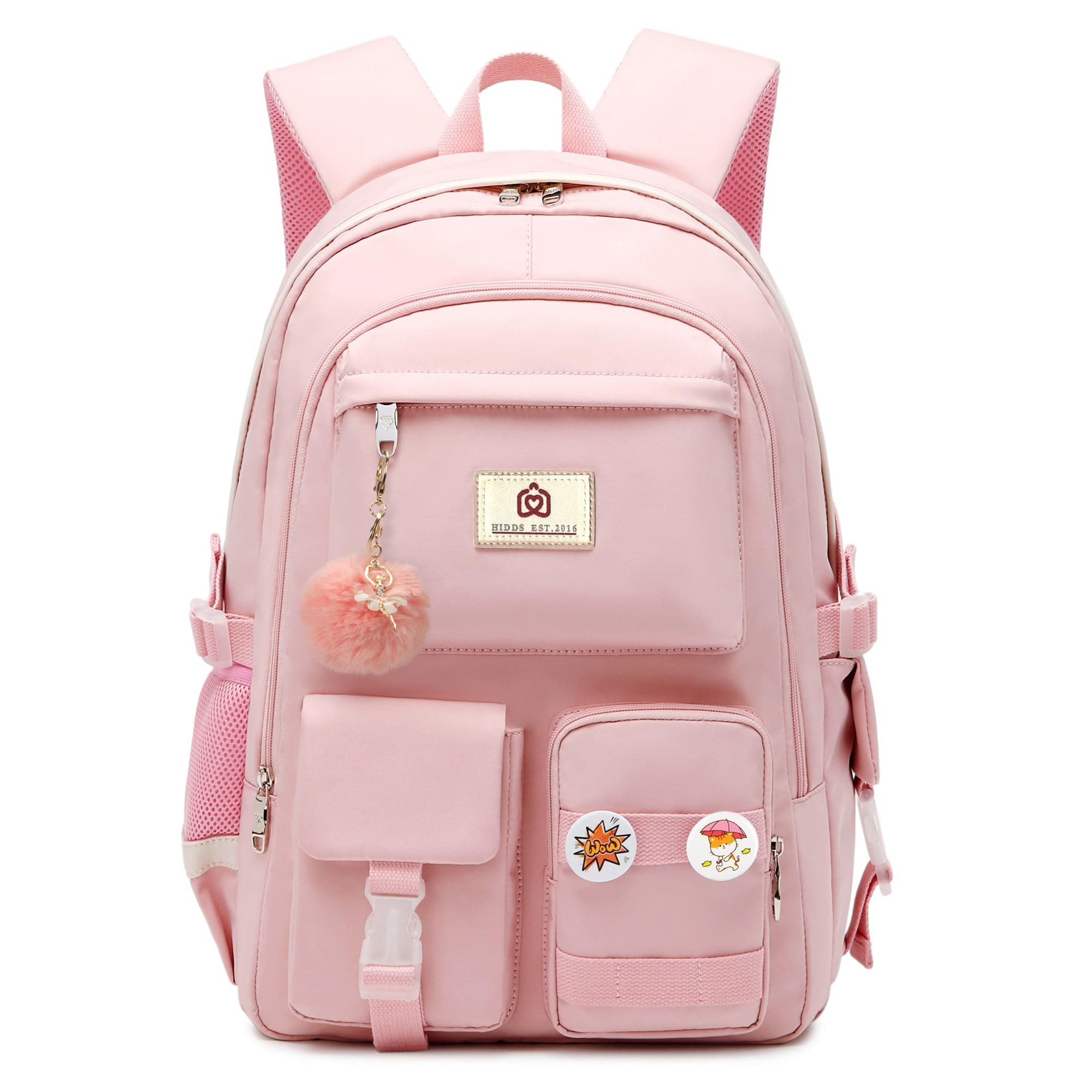 Hidds Laptop Backpacks 15.6 Inch College Backpack Elementary Middle High School Bag Large Cute Bookbags Anti Theft Travel Back Pack Casual Daypack Kids Book Bag for Teens Girls Women Students (Pink)
