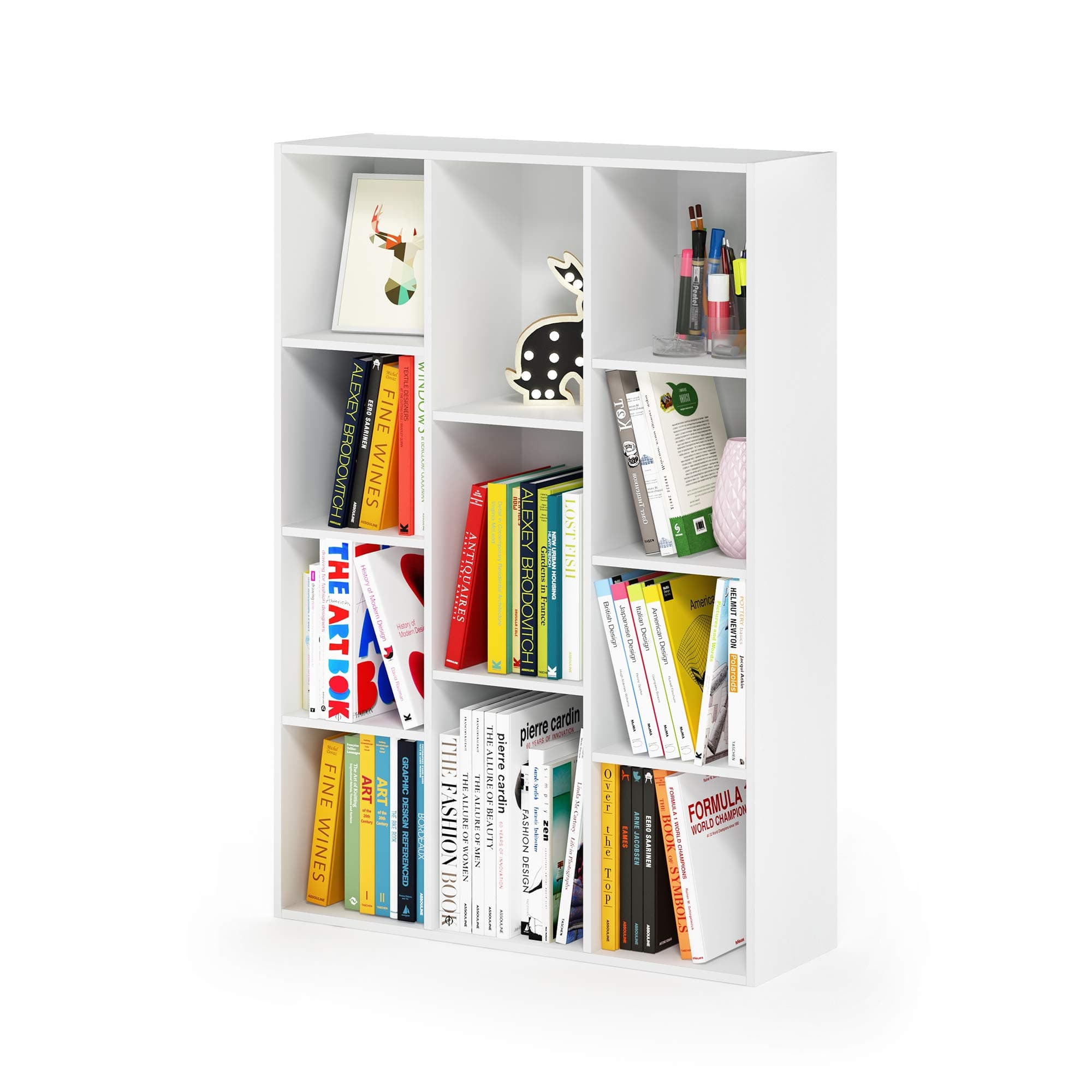 FURINNO 11-Cube Reversible Open Shelf Bookcase, White