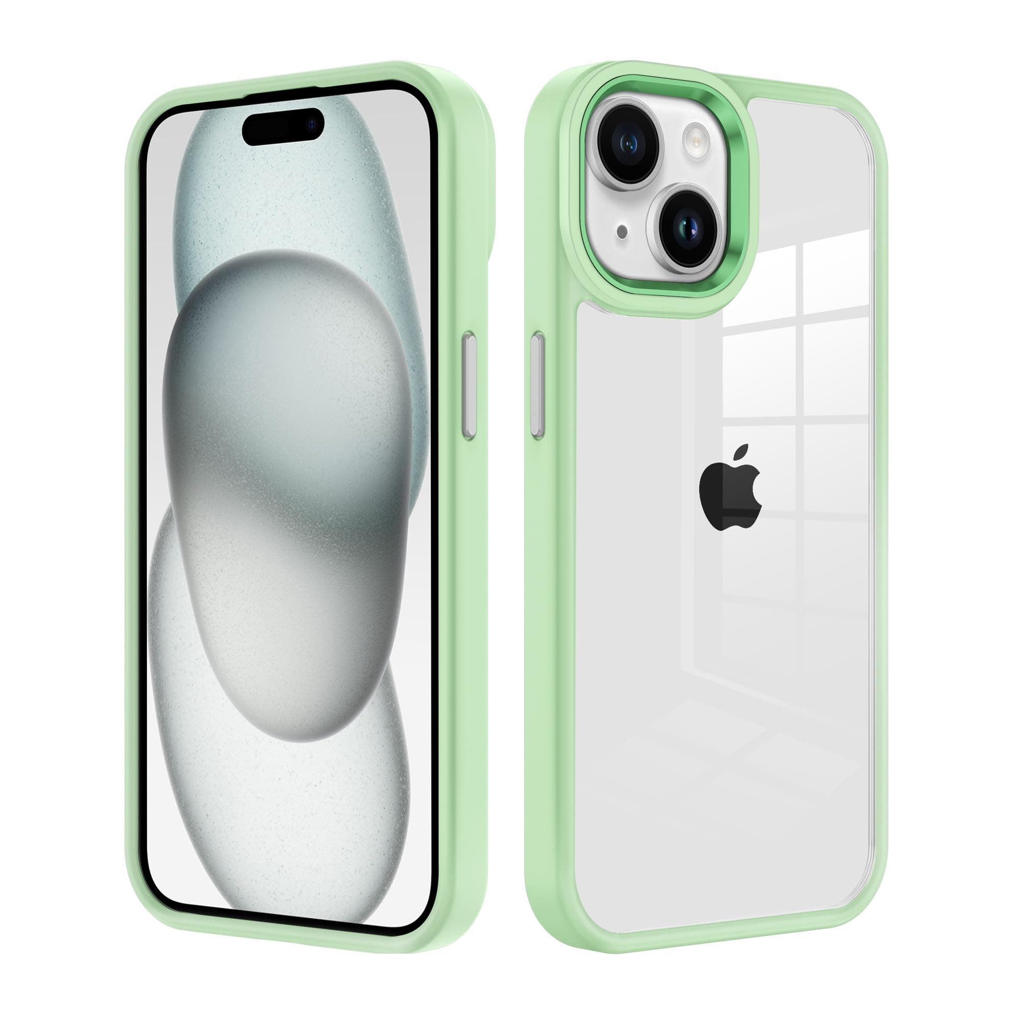 iCatchyfor iPhone 15 Plus Case 6.7-Inch,Shockproof Bumper Phone Cover, Anti-Yellowing Clear Back Compatible with iPhone 15 Plus (Mint Green)