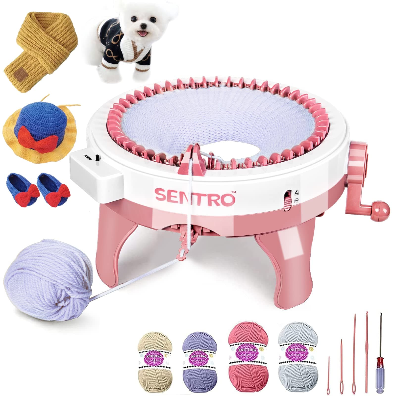 SENTRO 48 Needle Knitting Machine, Smart Loom Circular Crochet Machine with Row Counter, DIY Yarn Maker for Beginners and Seasoned Knitters, Gift for All Ages