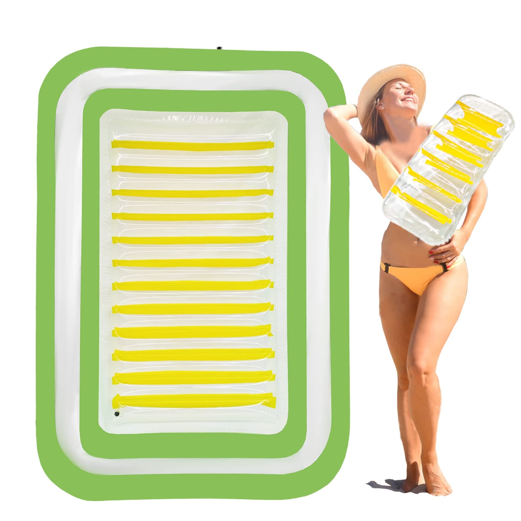 Suntan Tub Float,Giant Inflatable Pool Float,Tanning Pool Lounge Float with Pillow for Adults,Outdoor Pool Float Bed Sunbathing Pool Raft for Beach,Lake,River,Backyard,Garden,Pool Water Party