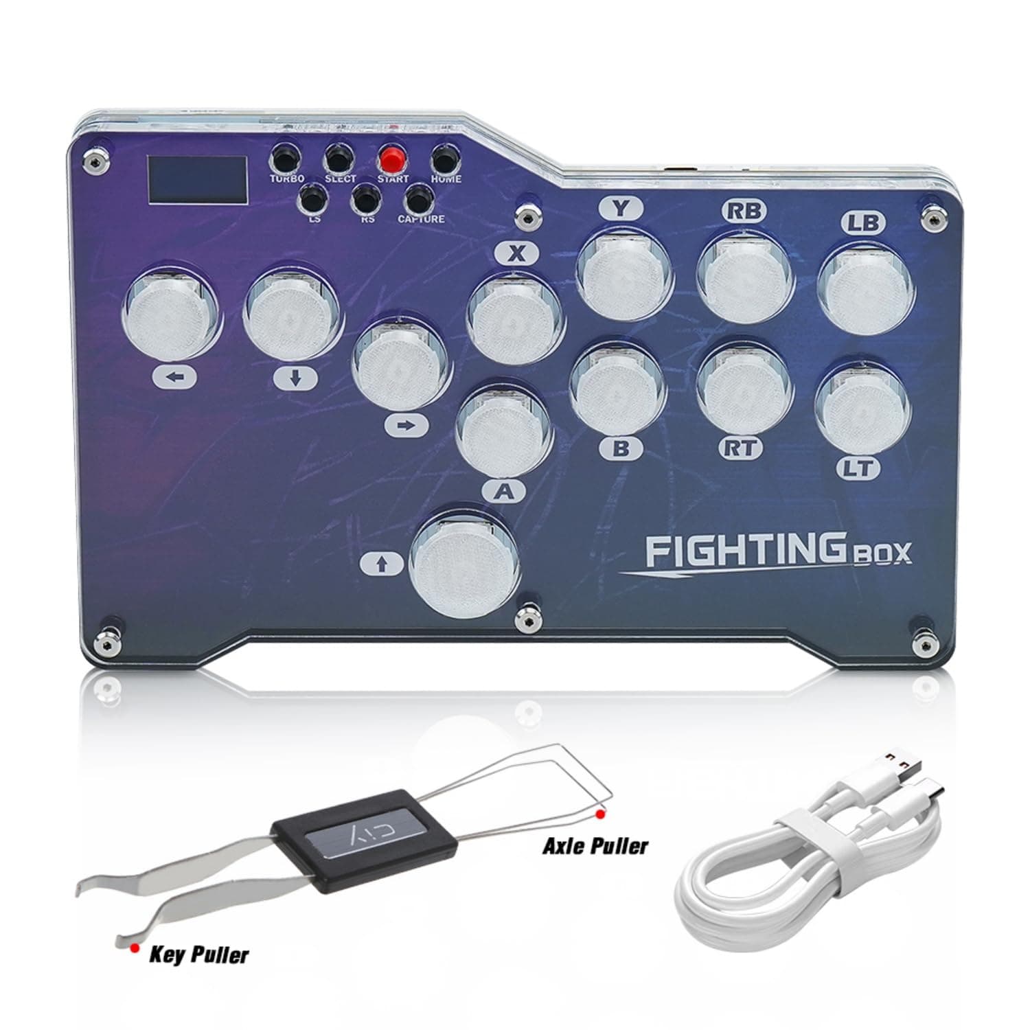 FightingBox Gaming Keypad, Hitbox Fighting Gamepad Controller Arcade Joystick - Supports SOCD & OLED Display, Mixbox Mechanical Switches Keys, Suitable for PC/Android/Xinput/PS3/PS4/Switch with TURBO
