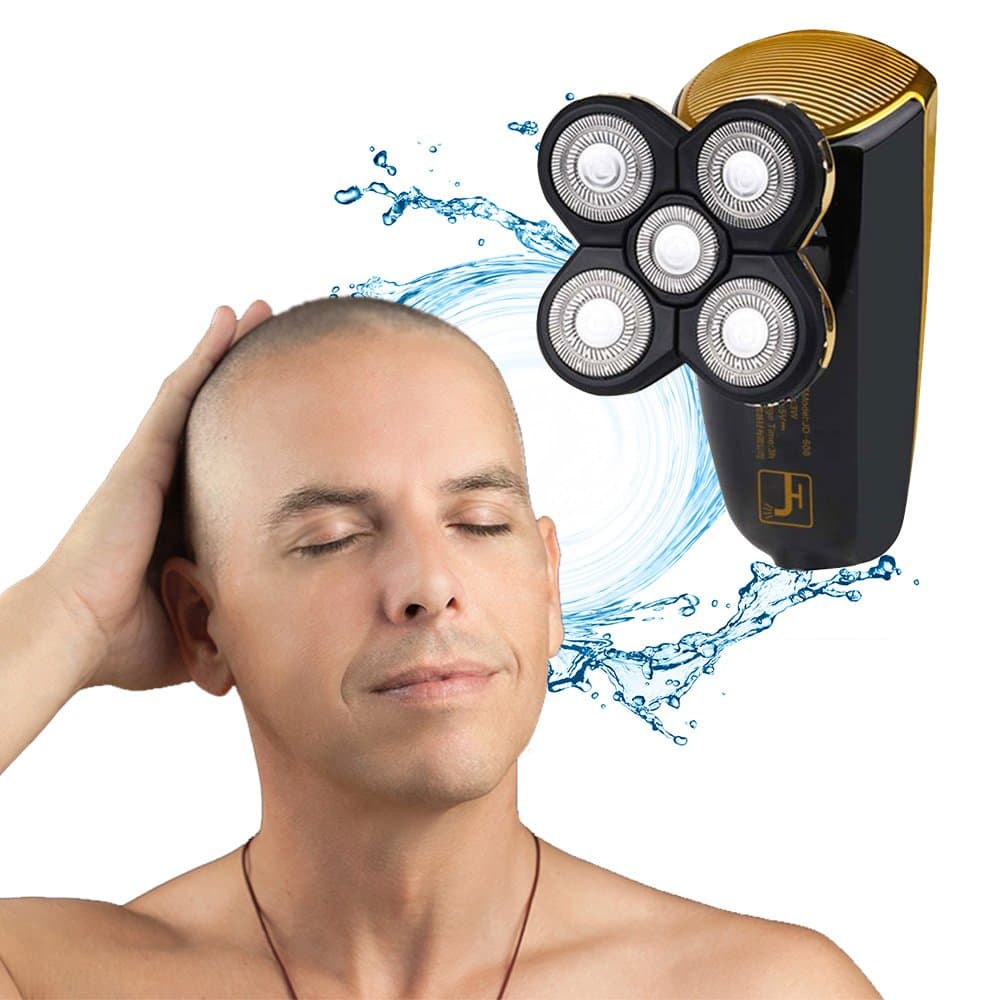 Bald Head Shaver and Beard Trimmer 2 in 1 Five Headed Flex Shaver Head Clippers with Double Loop Sharp Knife Nets Quickly Make You Clean