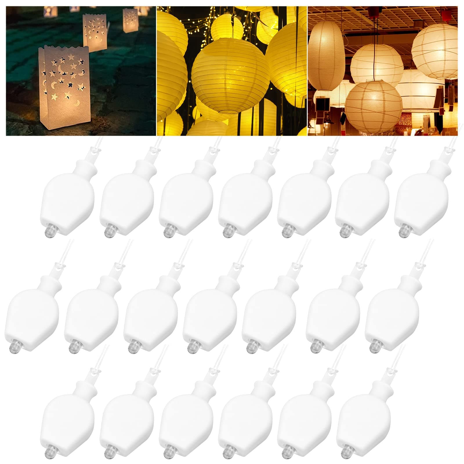 20 Pack Mini LED Lantern Lights, Paper Lantern Lights Battery Operated Balloon Party Lights for Paper Lanterns Balloons Outdoor Indoor Wedding Party Decoration Last 36 Hours - Warm White
