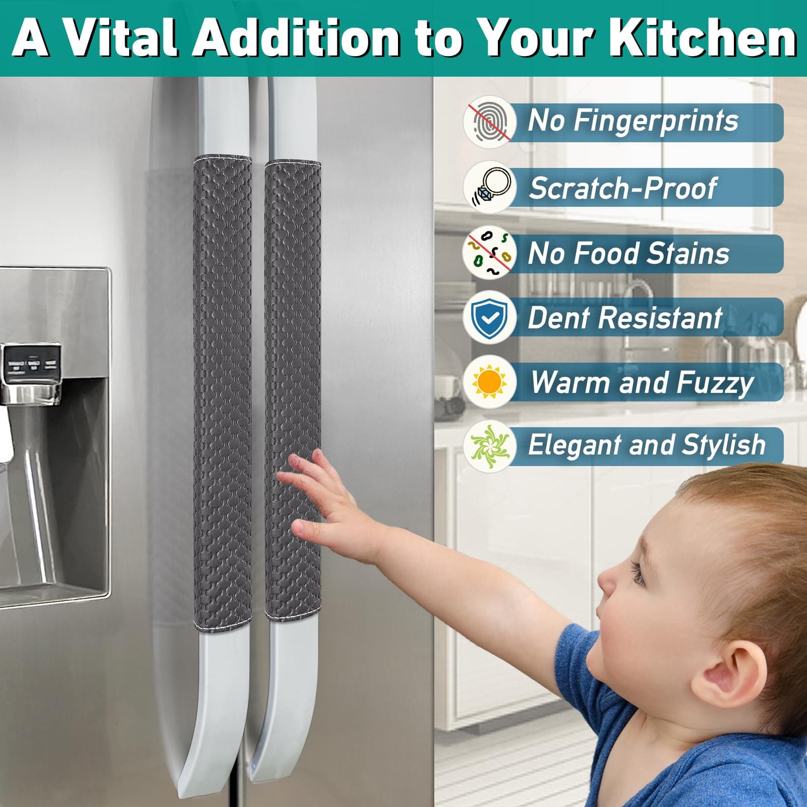 Refrigerator Door Handle Covers, 5 PCS, Performance Appliance Handle Covers, Non-Slip Fridge Door Handle Covers, Keep Your Kitchen Clean, Microwave Oven Dishwasher door Handle Protectors(Carbon Black)