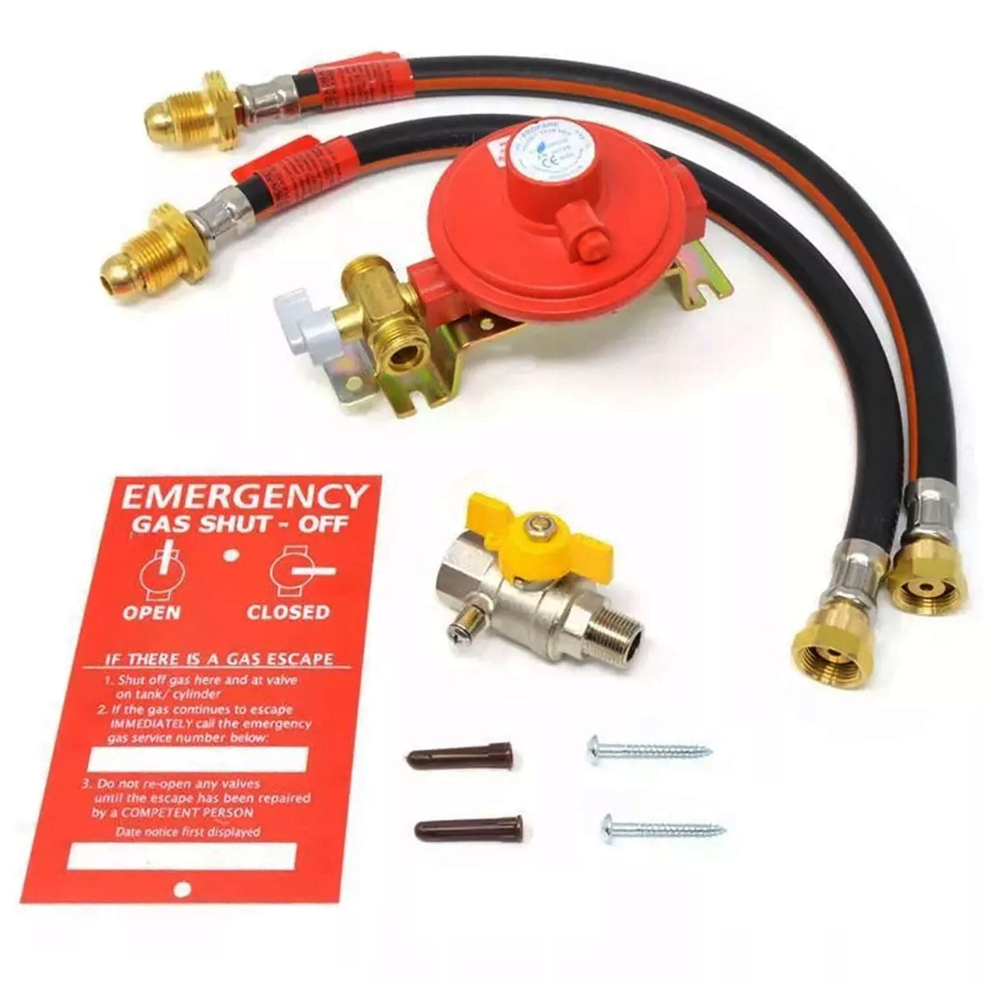 Manual Changeover Regulator Kit Wall Mounted 37mbar For 2 Propane LP LPG Gas Bottles Two Cylinders Static Caravan