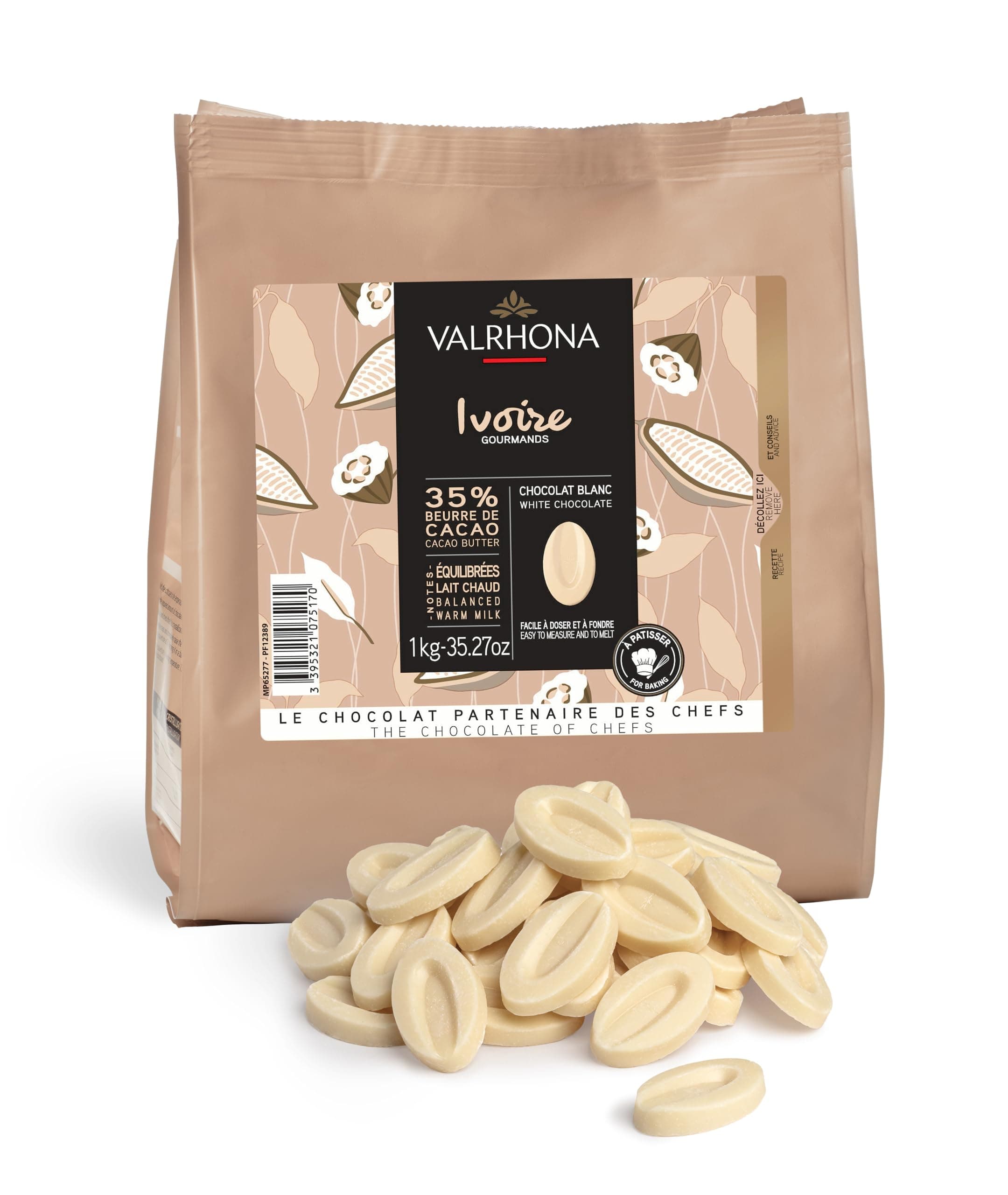 Valrhona White Baking Chocolate Chips 35% (Ivory) 1 kg