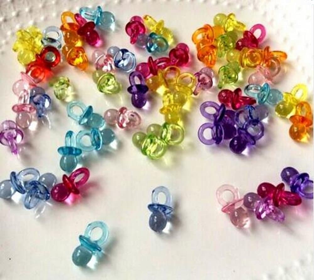 100 x Mini Deco Pacifier Set, Confetti Table Decoration Confetti Streudeko Giveaway Gift for Christening Babyshower Baby Shower Wedding Birthday Kids Party, multicolour