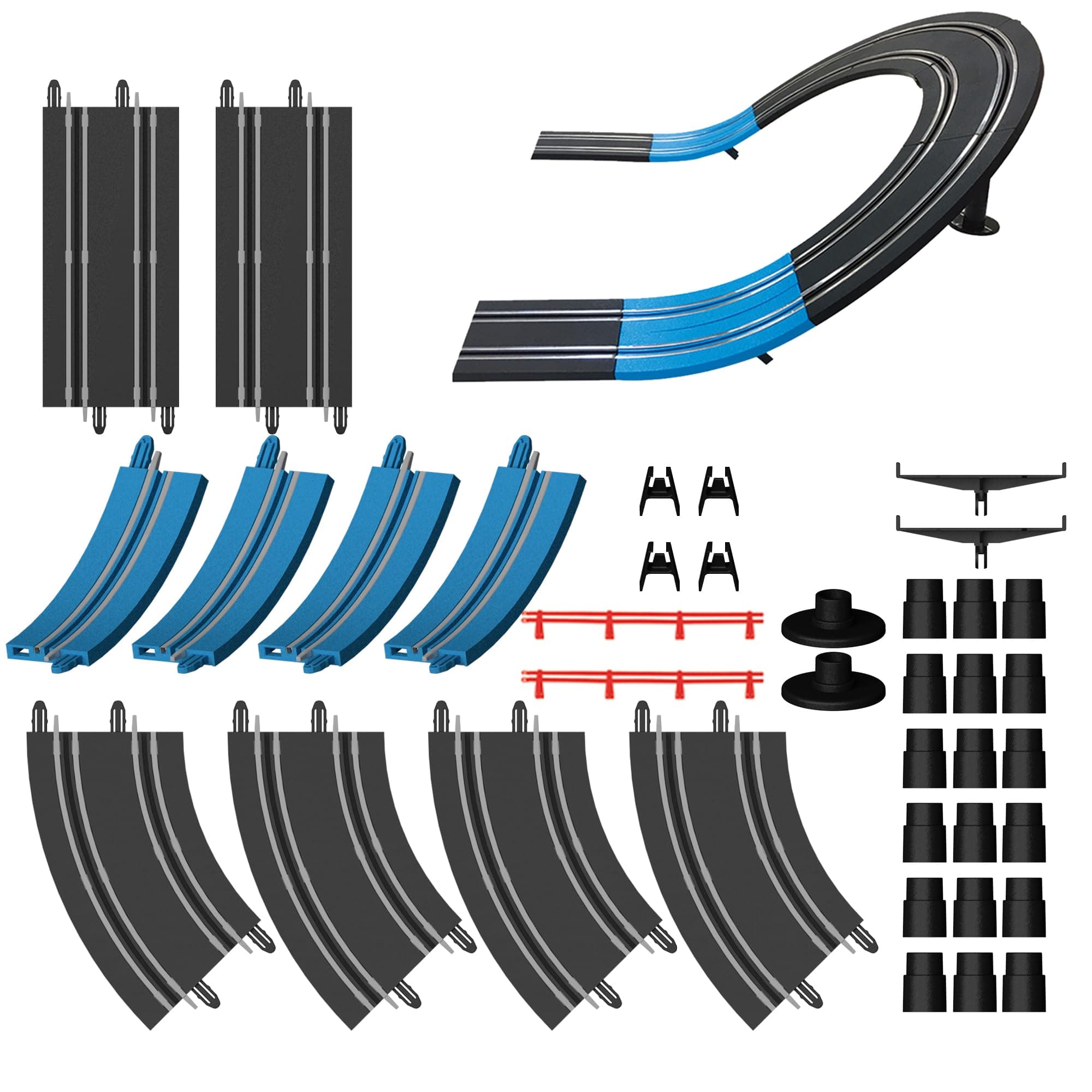 MASETCH Extension Set #3-38 Piece Track Expansion Accessory Pack - for Use with 1: 64 Scale MASETCH 1:64 Slot Car Racetrack Systems