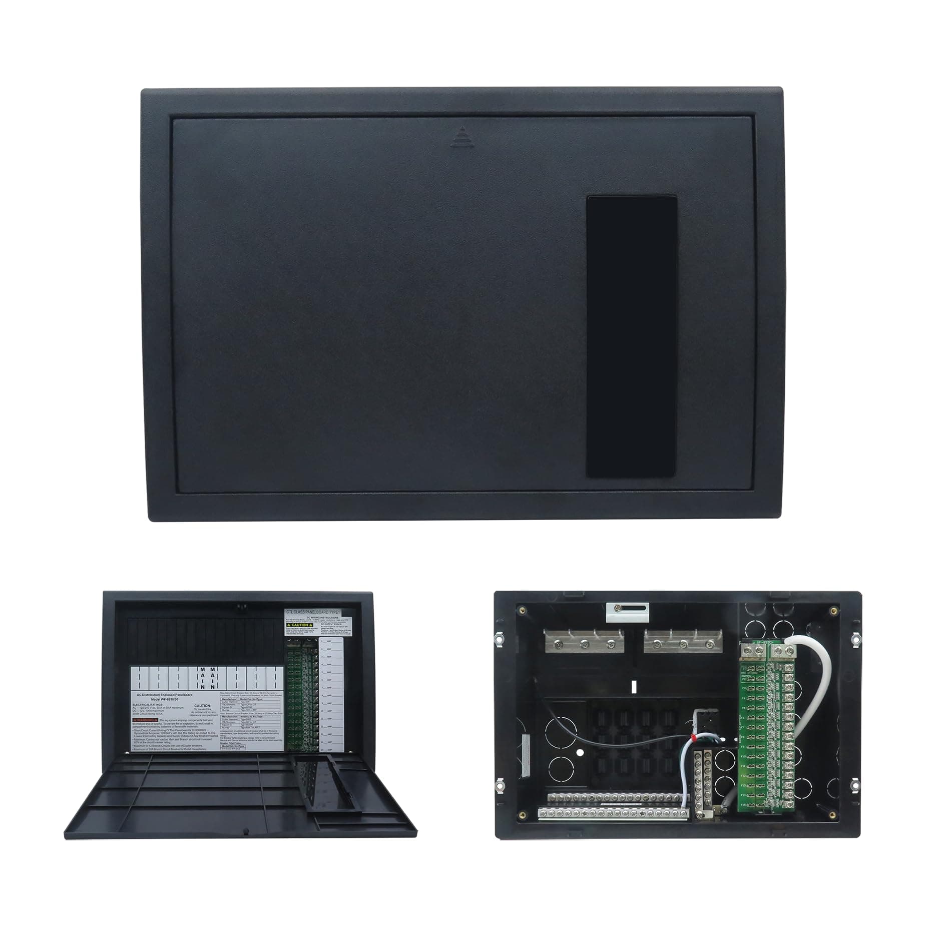 RV Electrical Panel Wf-8930/50NPB, 50 Amp AC Distribution Center, 27 Circuits, Plastic & Polycarbonate (PC) Material