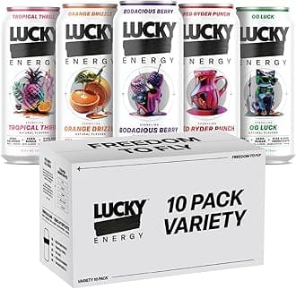 - Sugar Free Energy Drinks, Variety Pack, 16oz Cans (10-Pack) Healthy, Zero Sugar Energy Drink with Maca, Ginseng, Beta-Alanine, Taurine & 200mg Caffeine