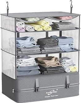 Compressible Packing Cubes Portable Hanging Closet Shelves 17"x12"x24" Extendable Travel Organizer Nylon Packing Bags for Suitcase