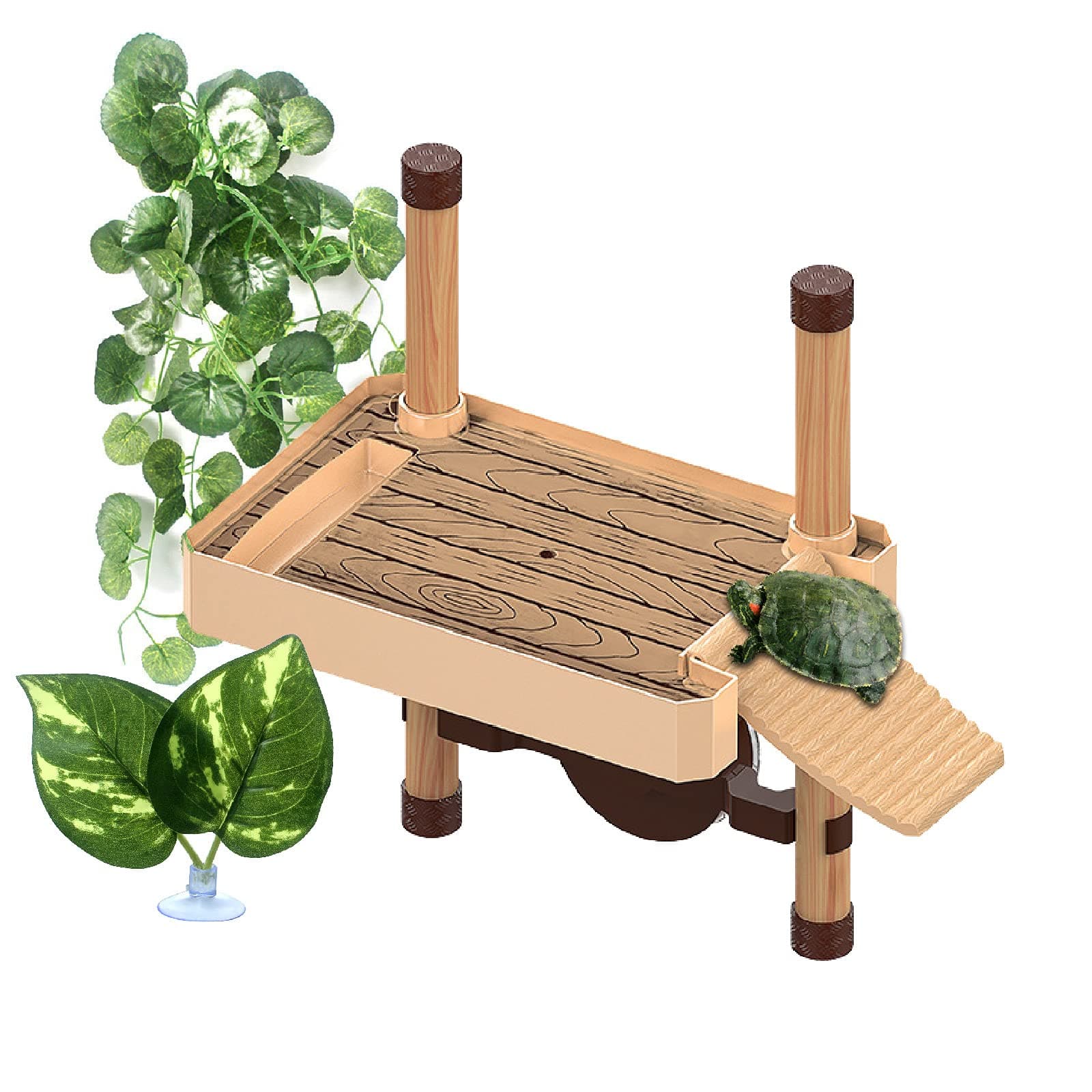 RoseFlower Turtle Basking Platform Turtle Resting Basking Platform, Reptiles Floating Platform with Ramp Ladder Tank Accessory for Turtle Tank Small Reptile Frog Terrapin Tortoise Bathing, M