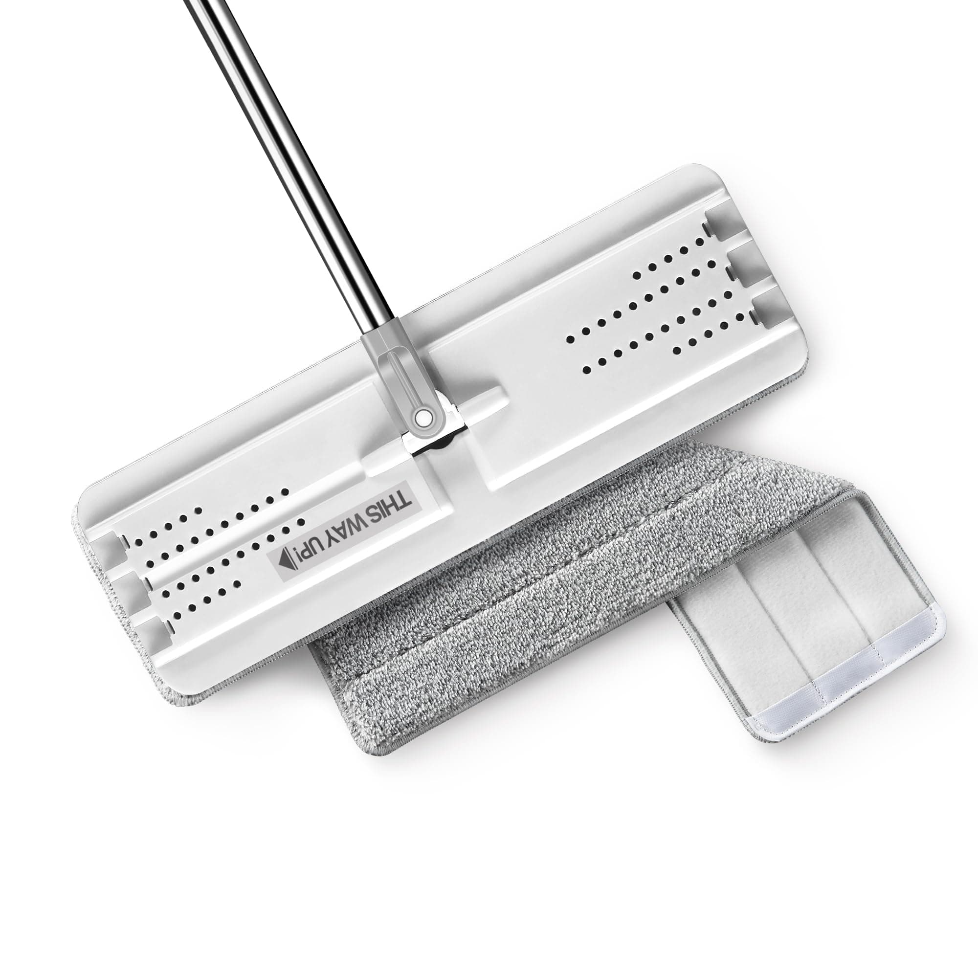 JOYMOOP Flat Mops, Microfiber Mop for Floor Cleaning and Wall Cleaner, 50" Mop Handle with Flexible 13" Flat Head with a Microfiber Mop Pad - White