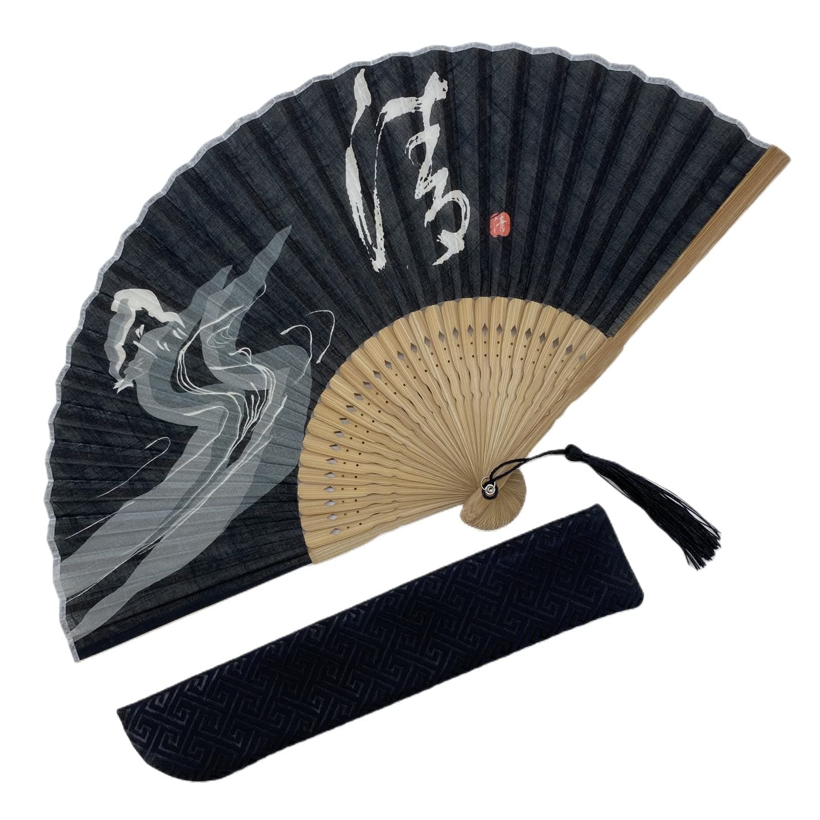 black Kung fu hand fan Chinese Japanese folding fan