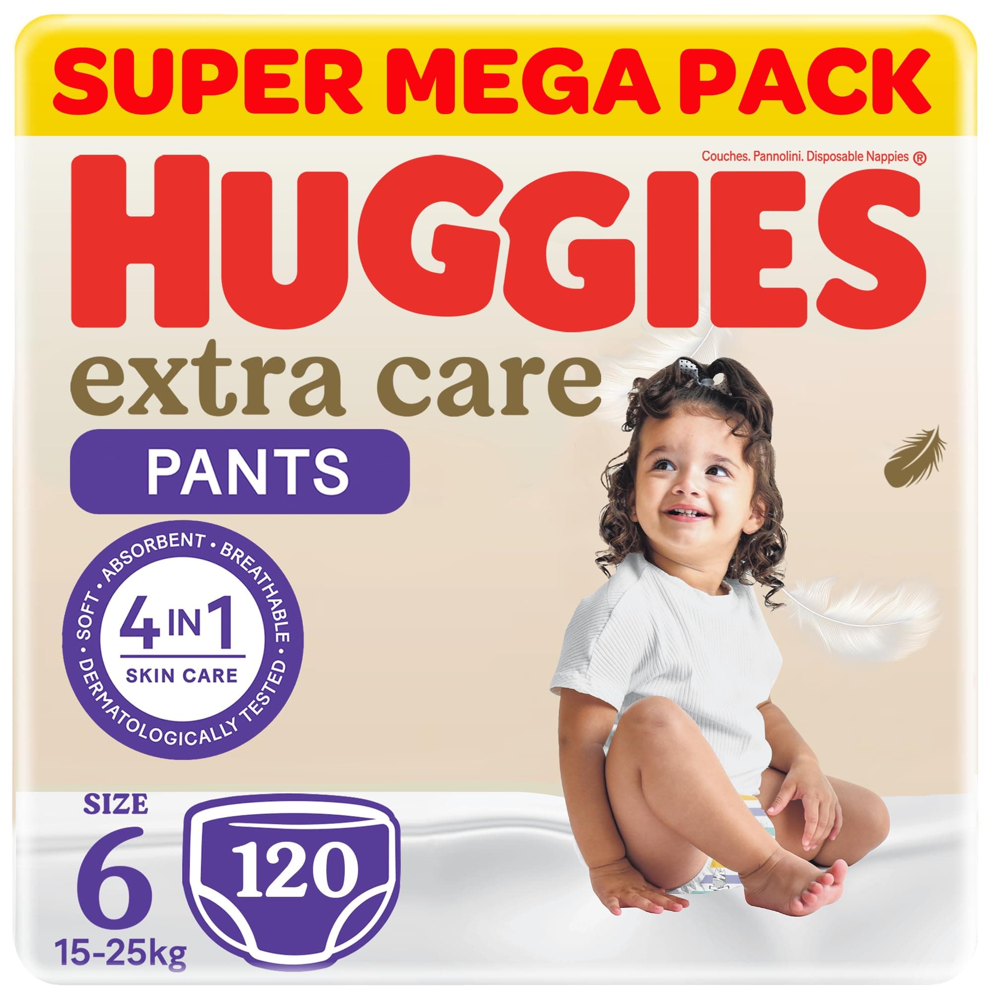Extra Care Baby Culottes, Size 6 (15-25 kg), Super Mega Pack, 120 Diaper Pants